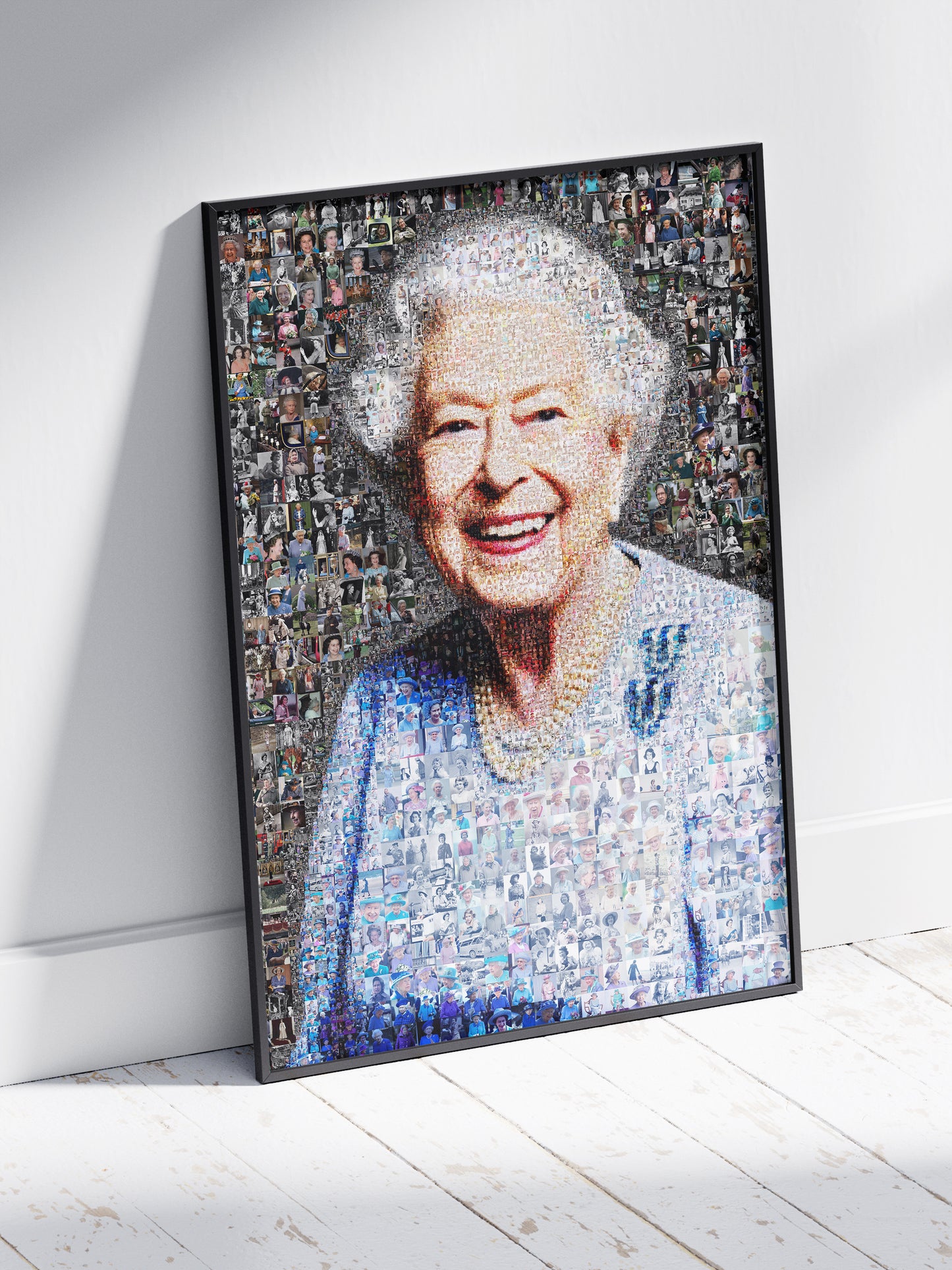 Vibrant Mosaic Art of Queen Elizabeth II - Iconic British Artwork for Home Decor