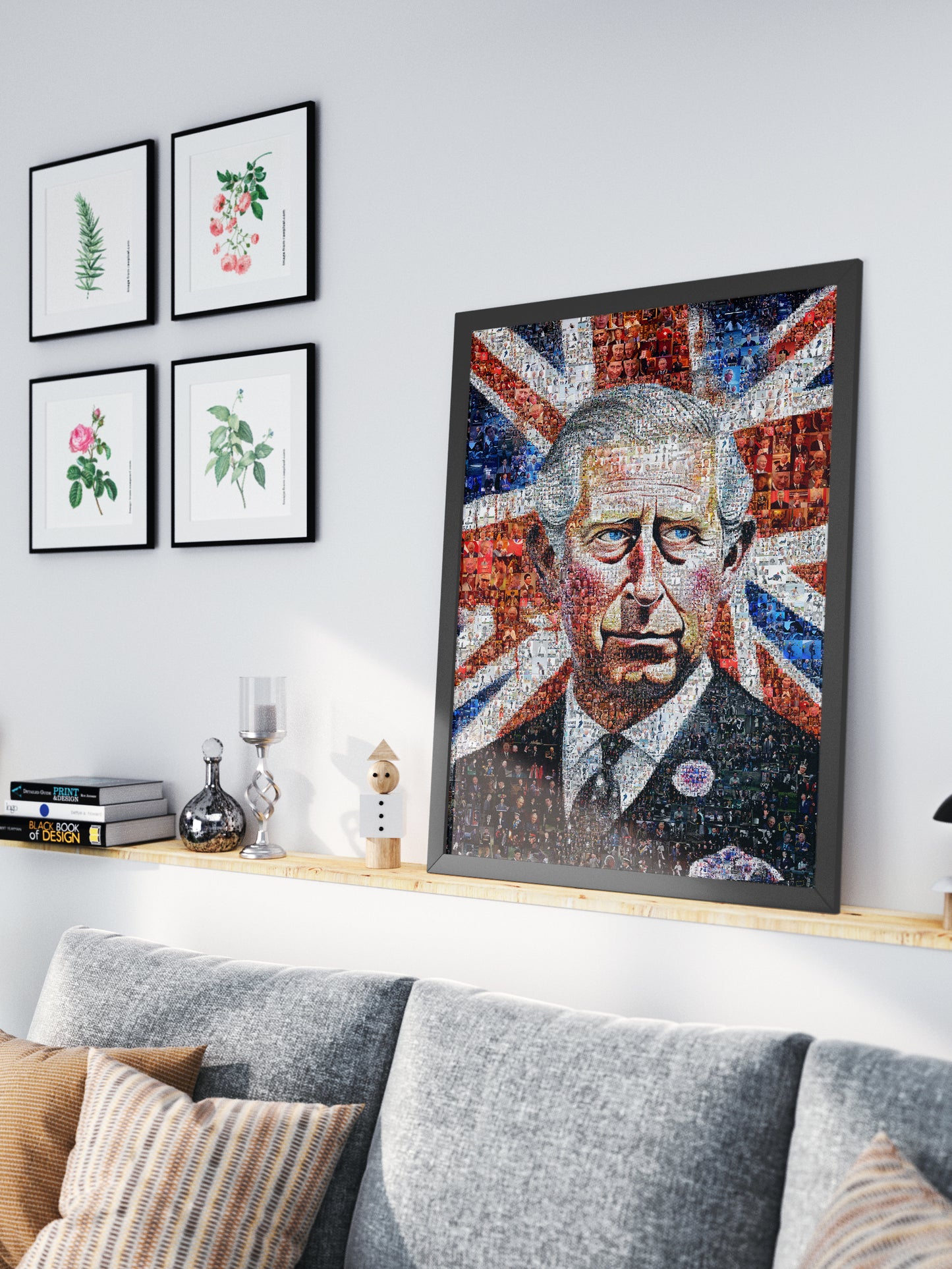 Mosaic Artwork of Charles III, King of the United Kingdom - Unique Royal Home Decor