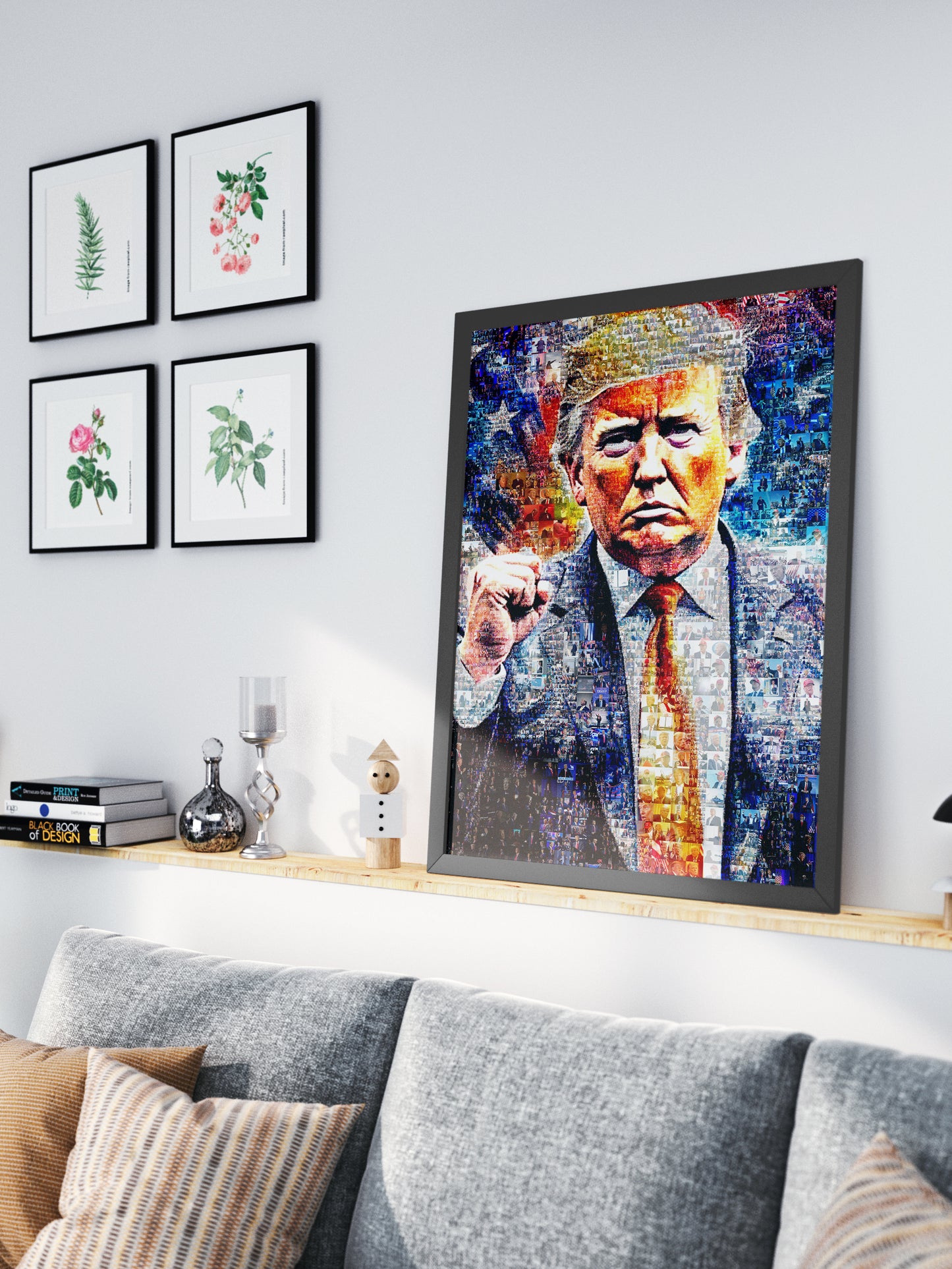 Donald Trump with Raised Fist – Mosaic Art of Strength and Victory AtelierMosaics