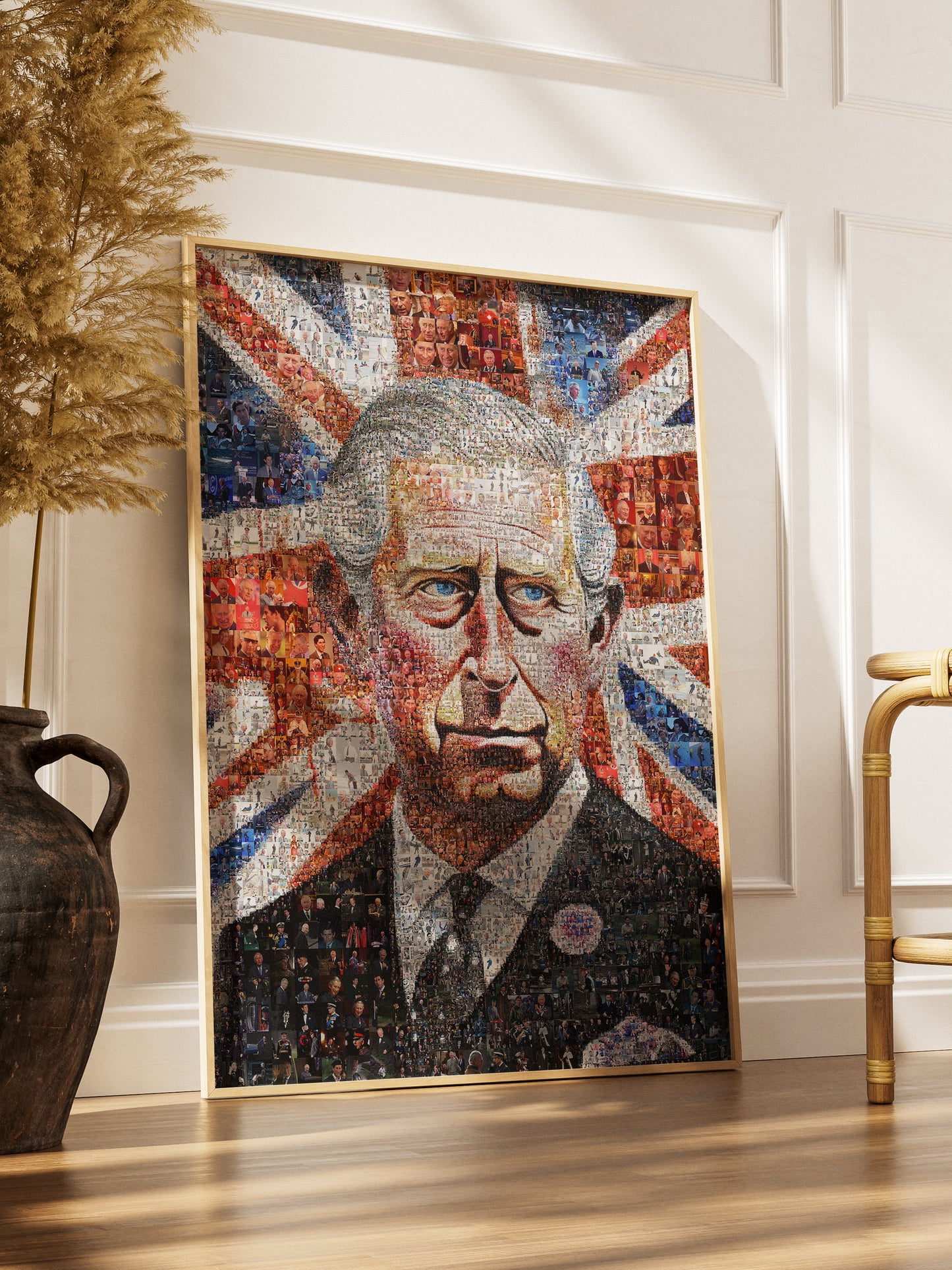 Mosaic Artwork of Charles III, King of the United Kingdom - Unique Royal Home Decor