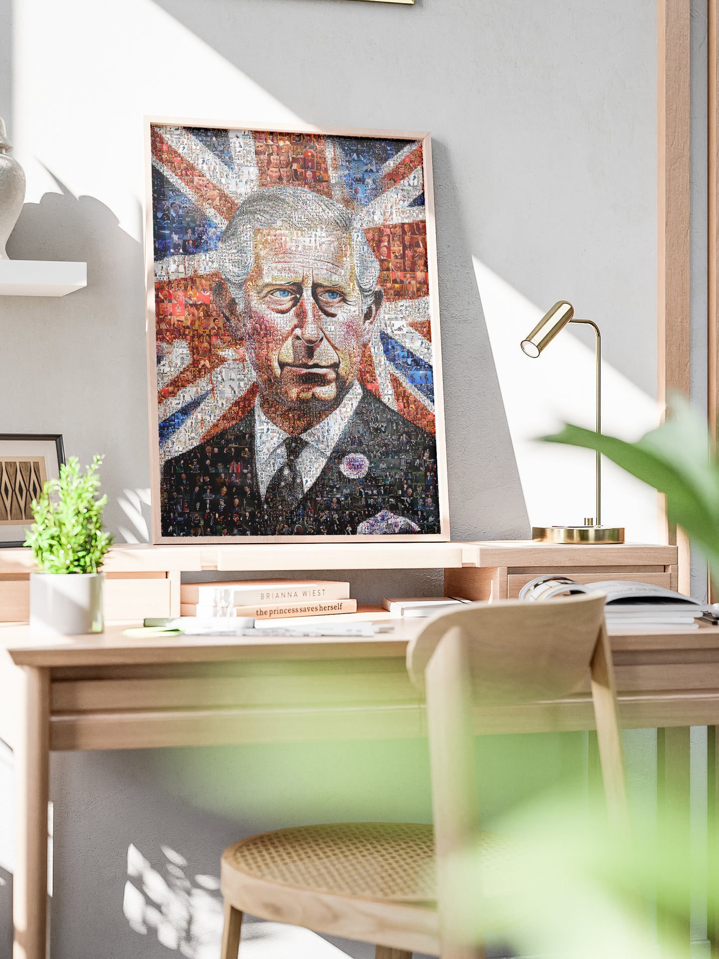 Mosaic Artwork of Charles III, King of the United Kingdom - Unique Royal Home Decor