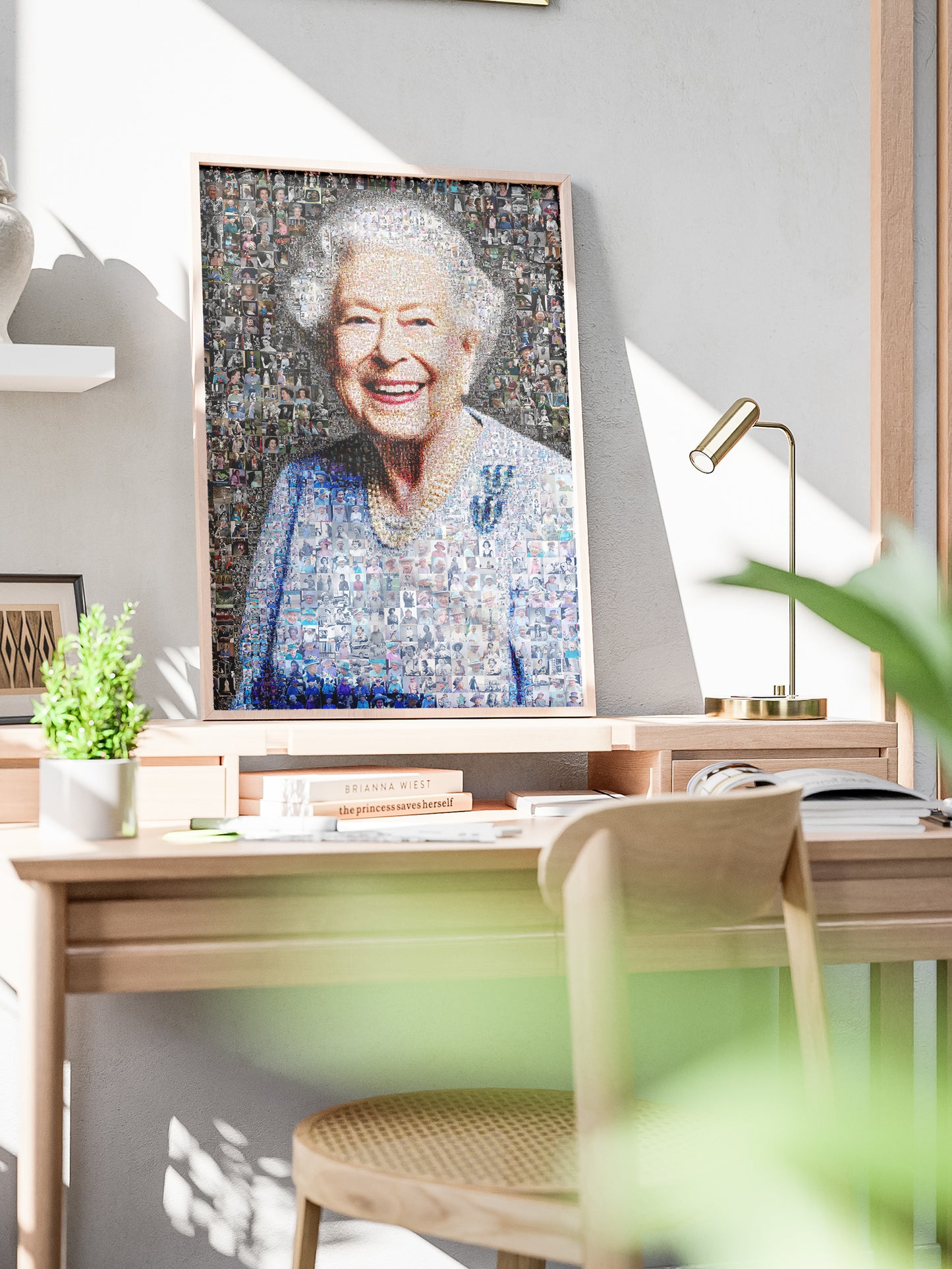 Vibrant Mosaic Art of Queen Elizabeth II - Iconic British Artwork for Home Decor