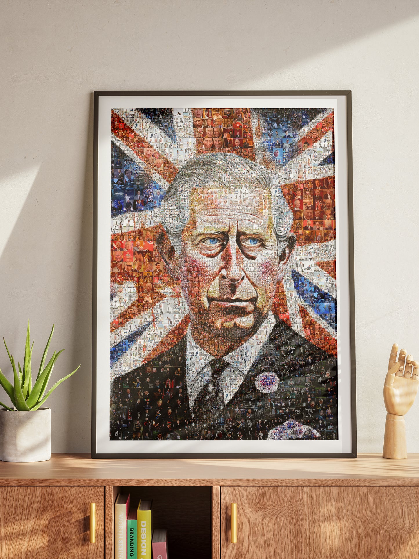 Mosaic Artwork of Charles III, King of the United Kingdom - Unique Royal Home Decor