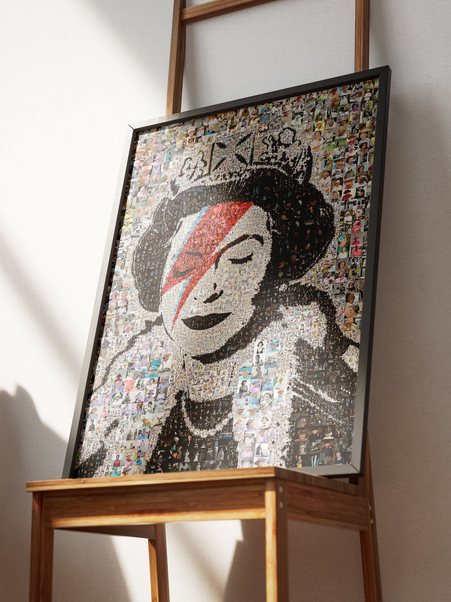 Stunning Mosaic Artwork of Queen Elizabeth II - Unique Geometric Art for Home Decor