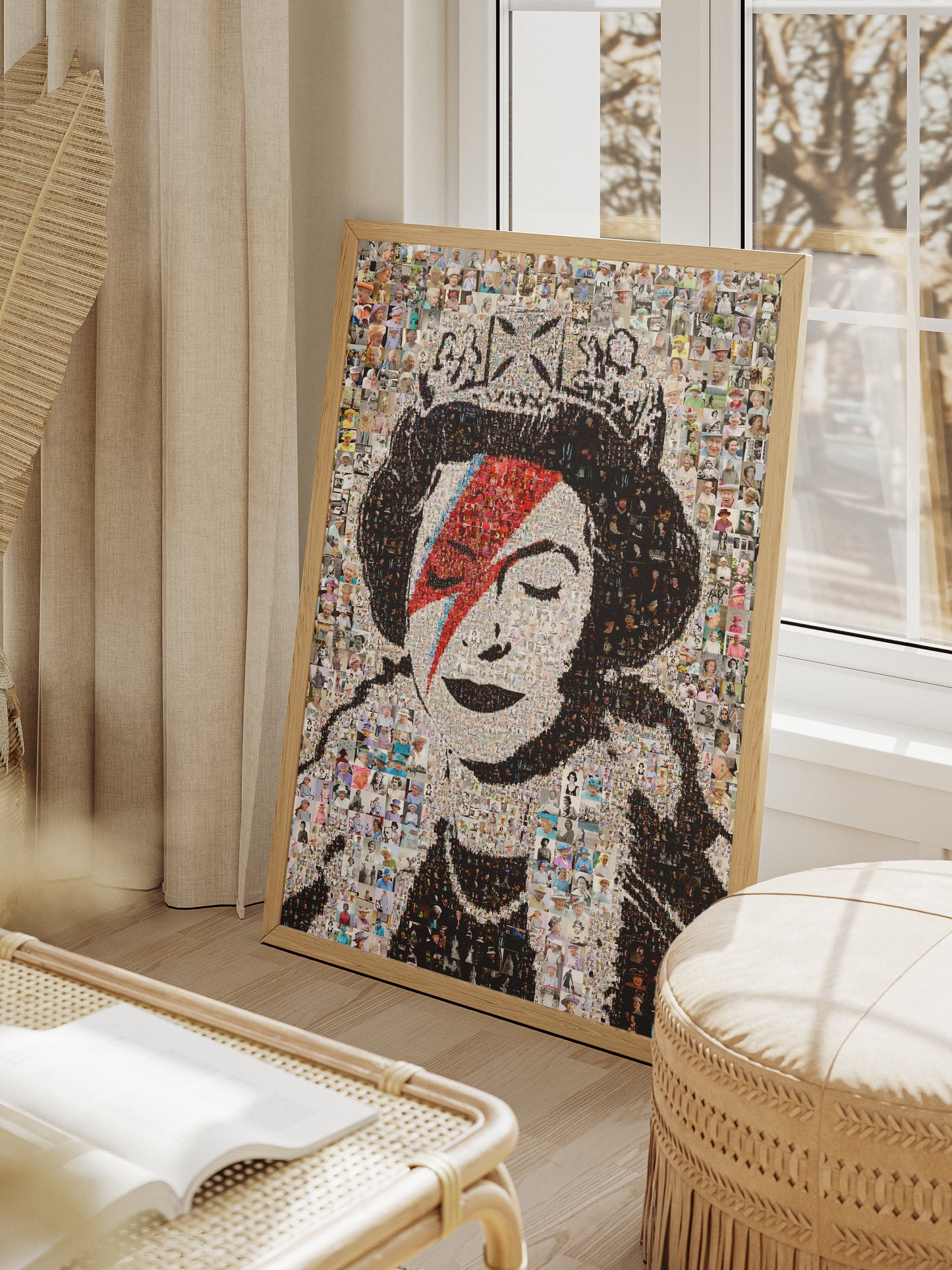 Stunning Mosaic Artwork of Queen Elizabeth II - Unique Geometric Art for Home Decor