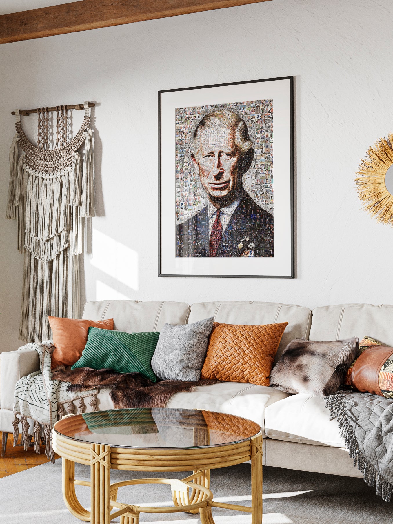Royal Mosaic Artwork of King Charles III | Unique Home Decor Piece
