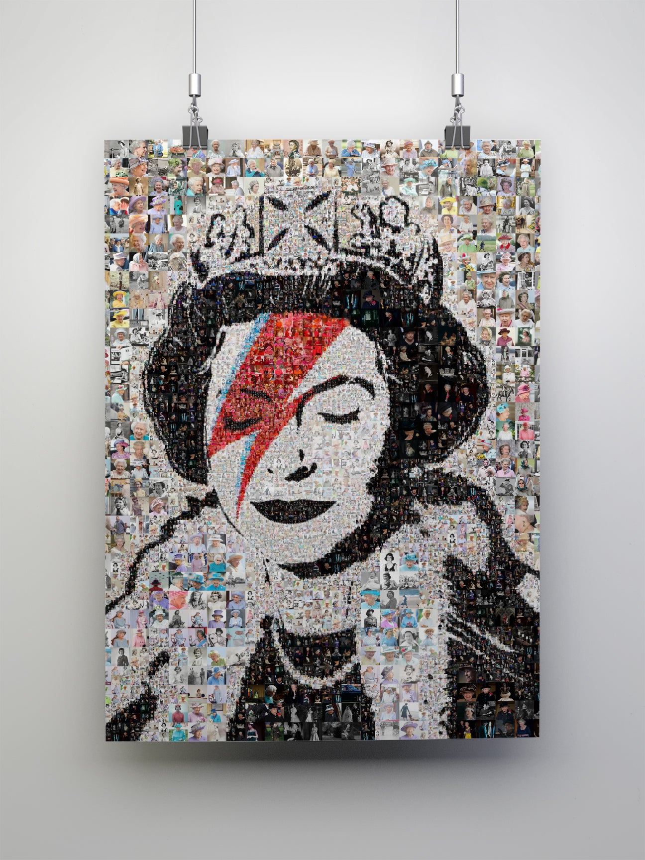 Stunning Mosaic Artwork of Queen Elizabeth II - Unique Geometric Art for Home Decor