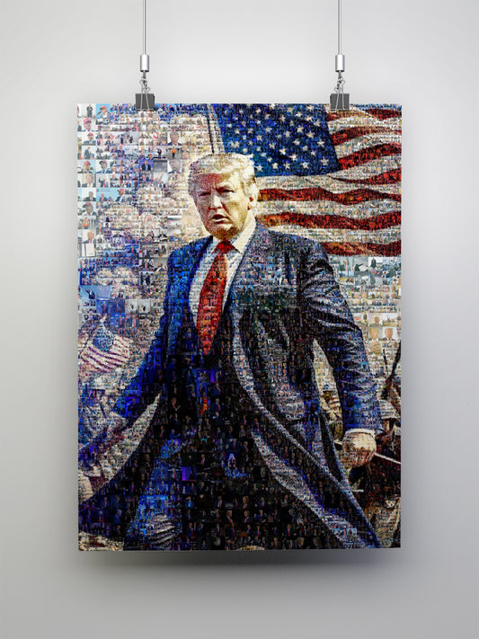 Donald Trump with American Flag – Patriotic Mosaic Wall Art AtelierMosaics