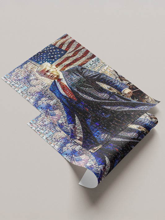Donald Trump with American Flag – Patriotic Mosaic Wall Art AtelierMosaics