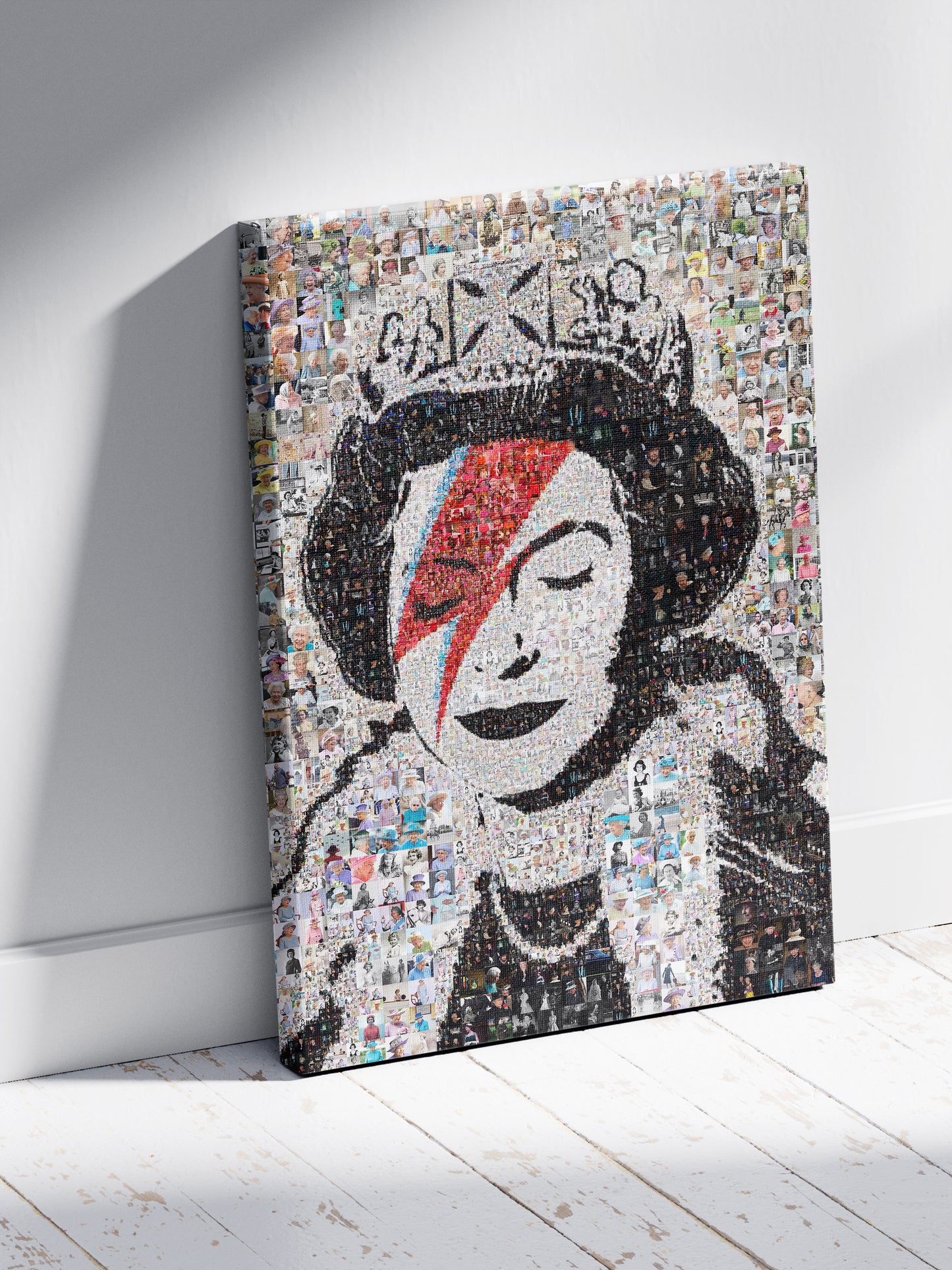 Stunning Mosaic Artwork of Queen Elizabeth II - Unique Geometric Art for Home Decor