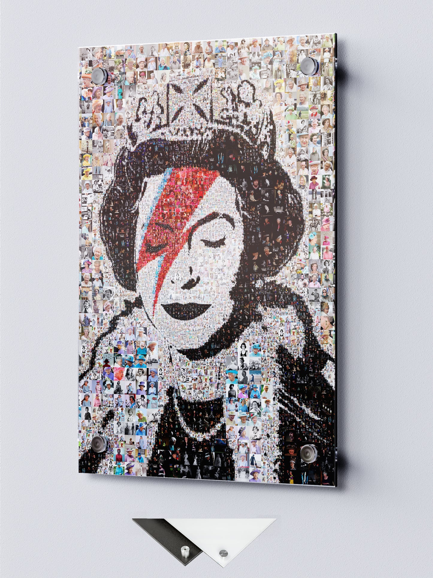 Stunning Mosaic Artwork of Queen Elizabeth II - Unique Geometric Art for Home Decor