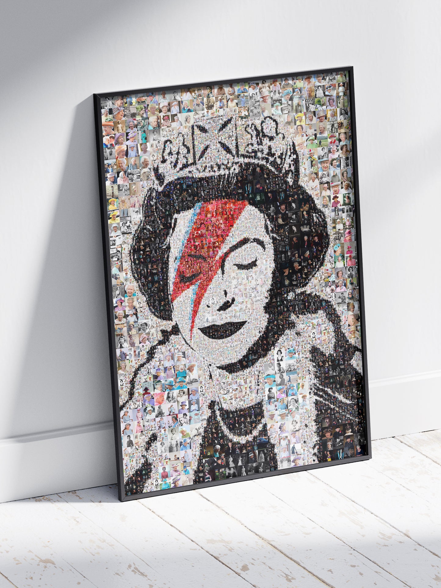 Stunning Mosaic Artwork of Queen Elizabeth II - Unique Geometric Art for Home Decor