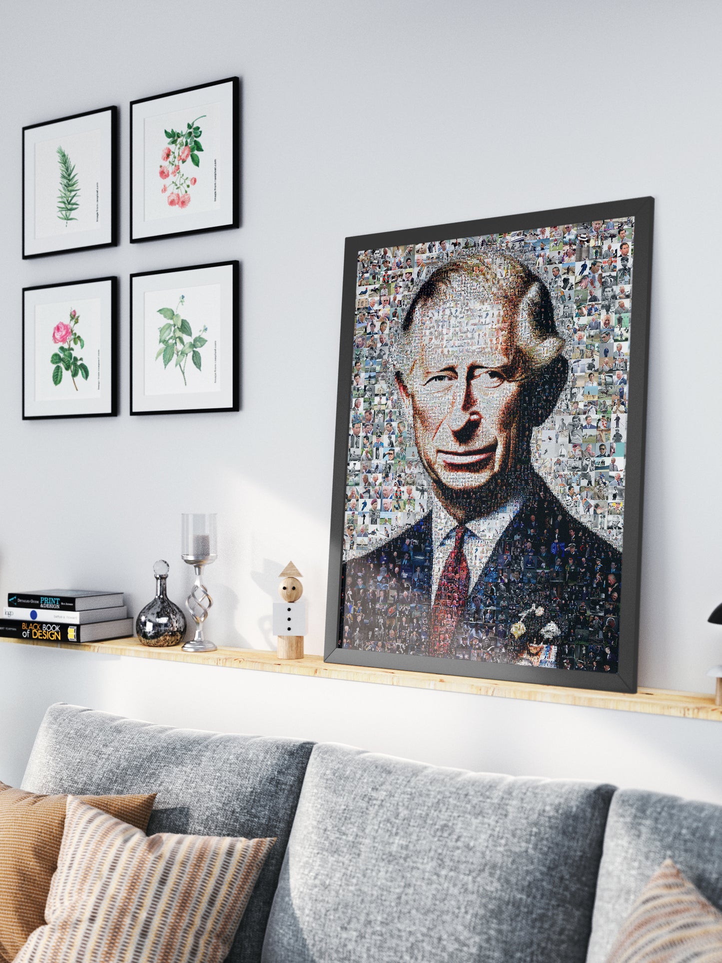 Royal Mosaic Artwork of King Charles III | Unique Home Decor Piece
