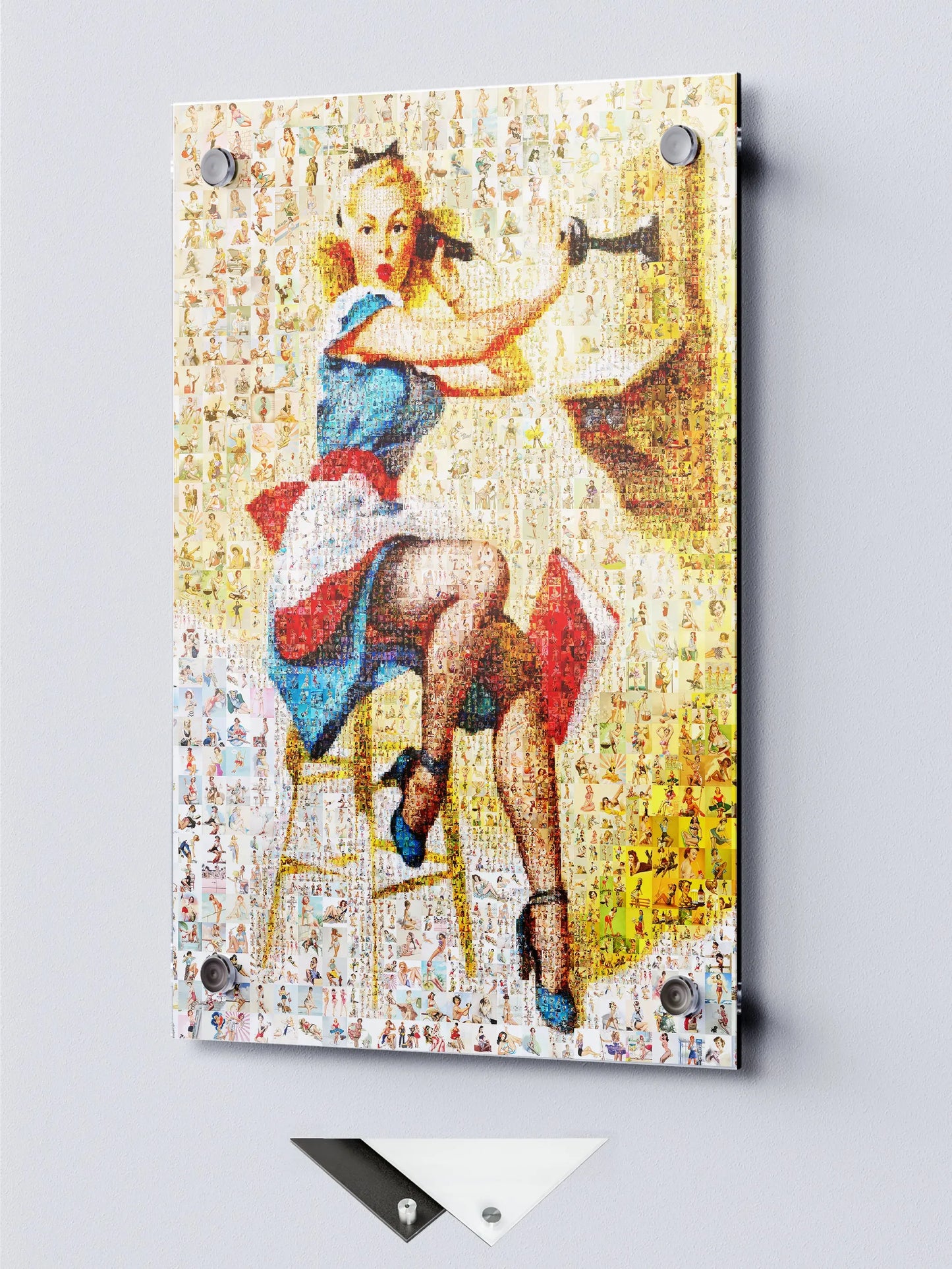 Vintage Pin-Up Mosaic Poster – Retro Girl on Telephone, Classic Wall Art Made from Pin-Up Illustrations AtelierMosaics