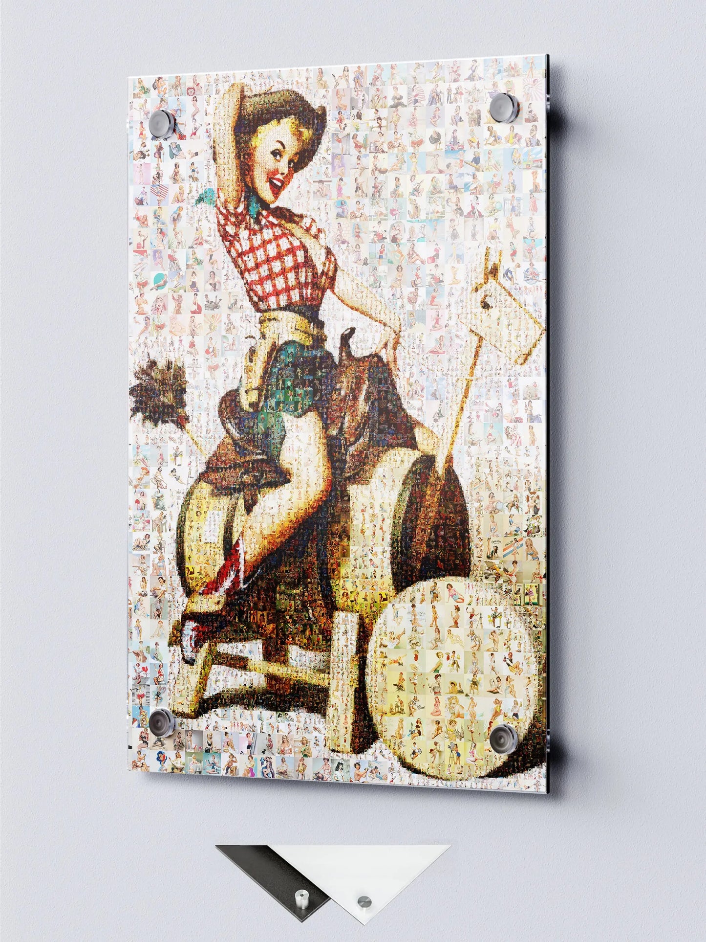 Cowgirl Pin-Up Mosaic Poster – Retro Western Girl, Vintage Wall Art Made from Classic Pin-Up Illustrations AtelierMosaics