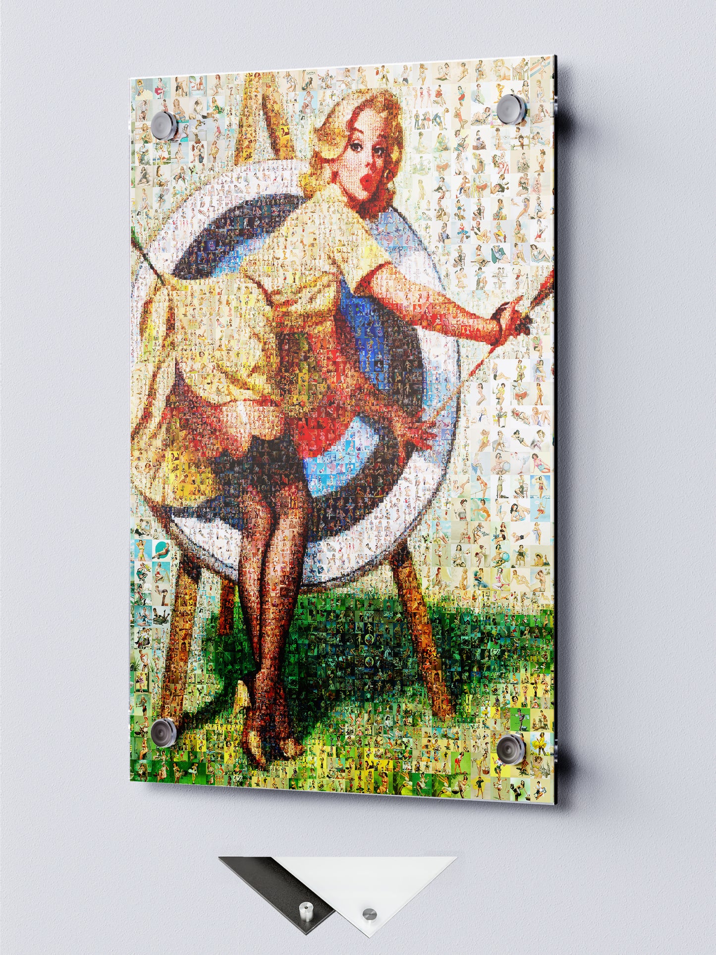 Pin-Up Girl Mosaic Poster – Retro Archery Wall Art Made from Vintage Illustrations, Unique Gift for Retro Lovers
