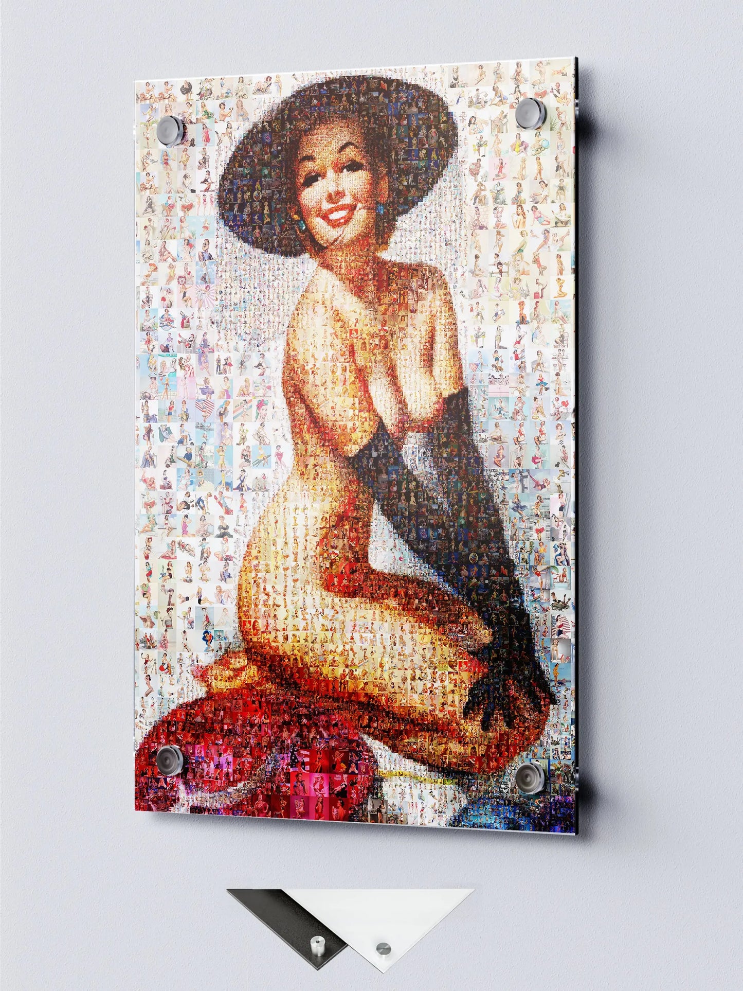 Elegant Pin-Up Mosaic Poster – Retro Girl in Black Hat and Gloves, Vintage Wall Art from Pin-Up Illustrations AtelierMosaics