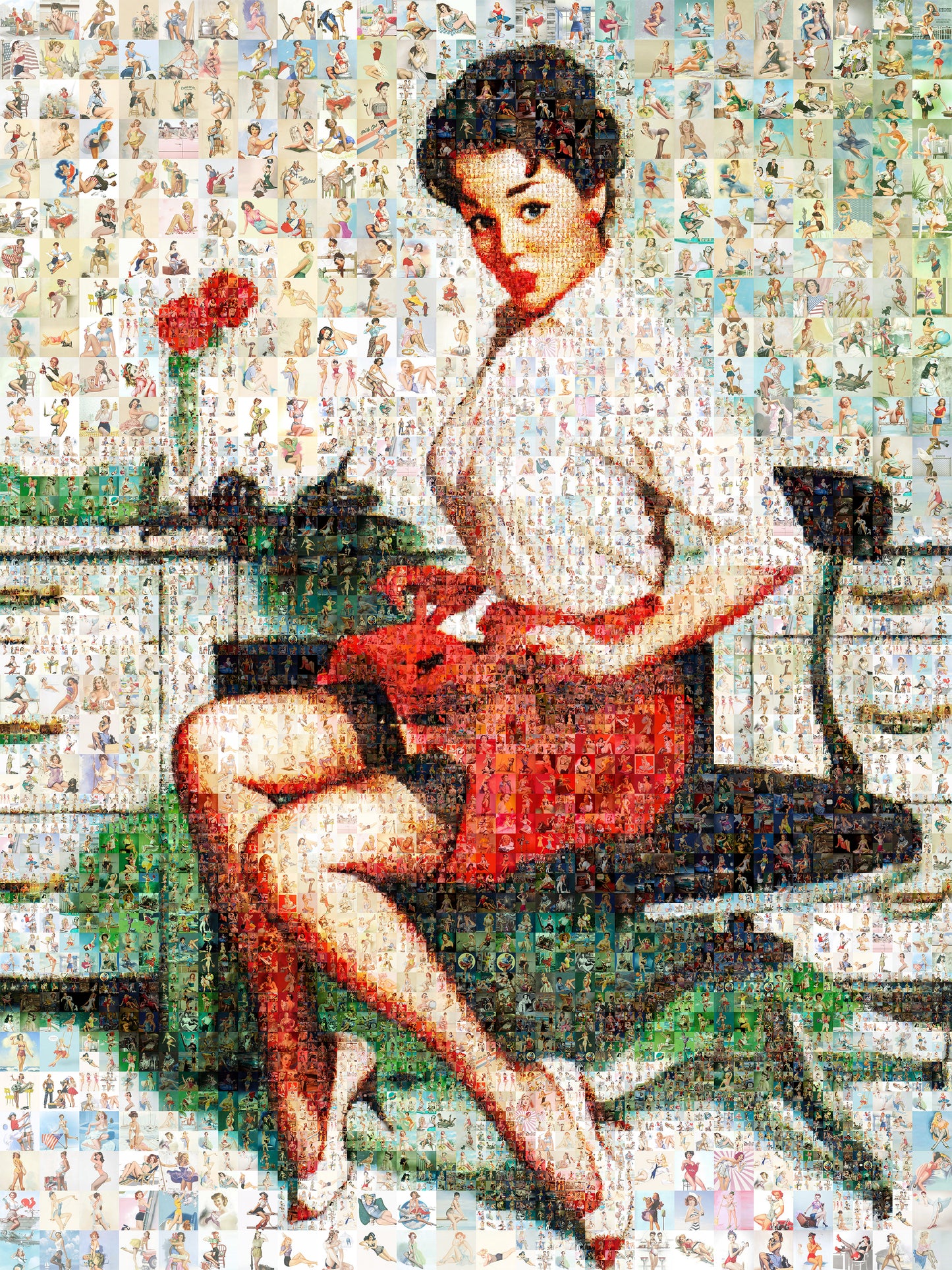 Office Pin-Up Mosaic Poster – Vintage Secretary Retro Wall Art