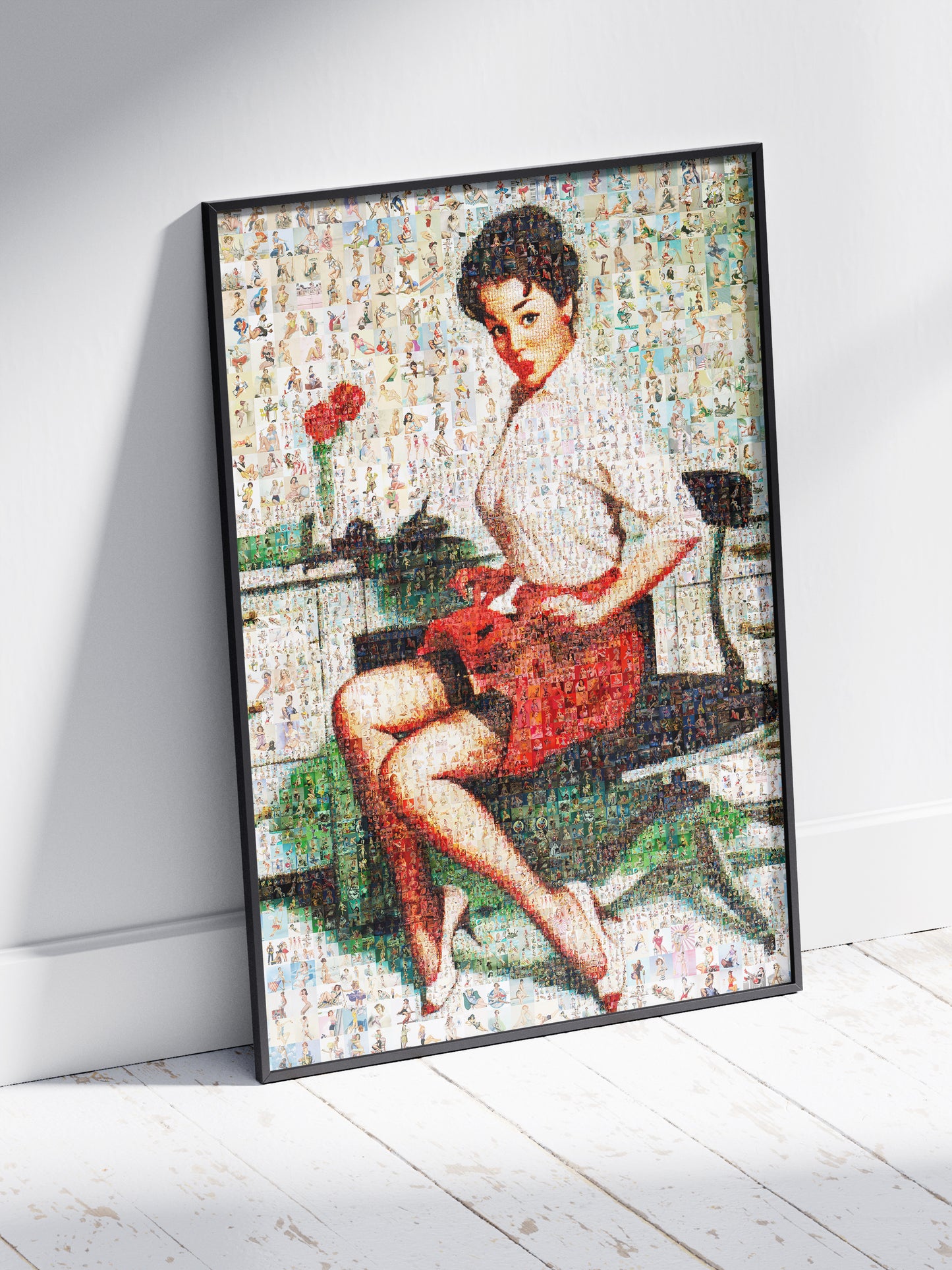 Office Pin-Up Mosaic Poster – Vintage Secretary Retro Wall Art
