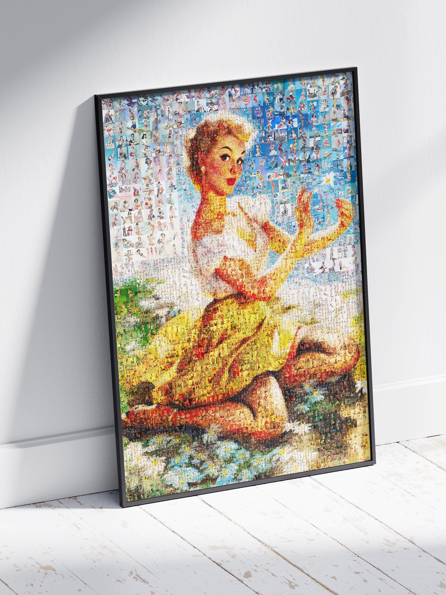 Summer Pin-Up Mosaic Poster – Vintage Sunshine Girl Wall Art