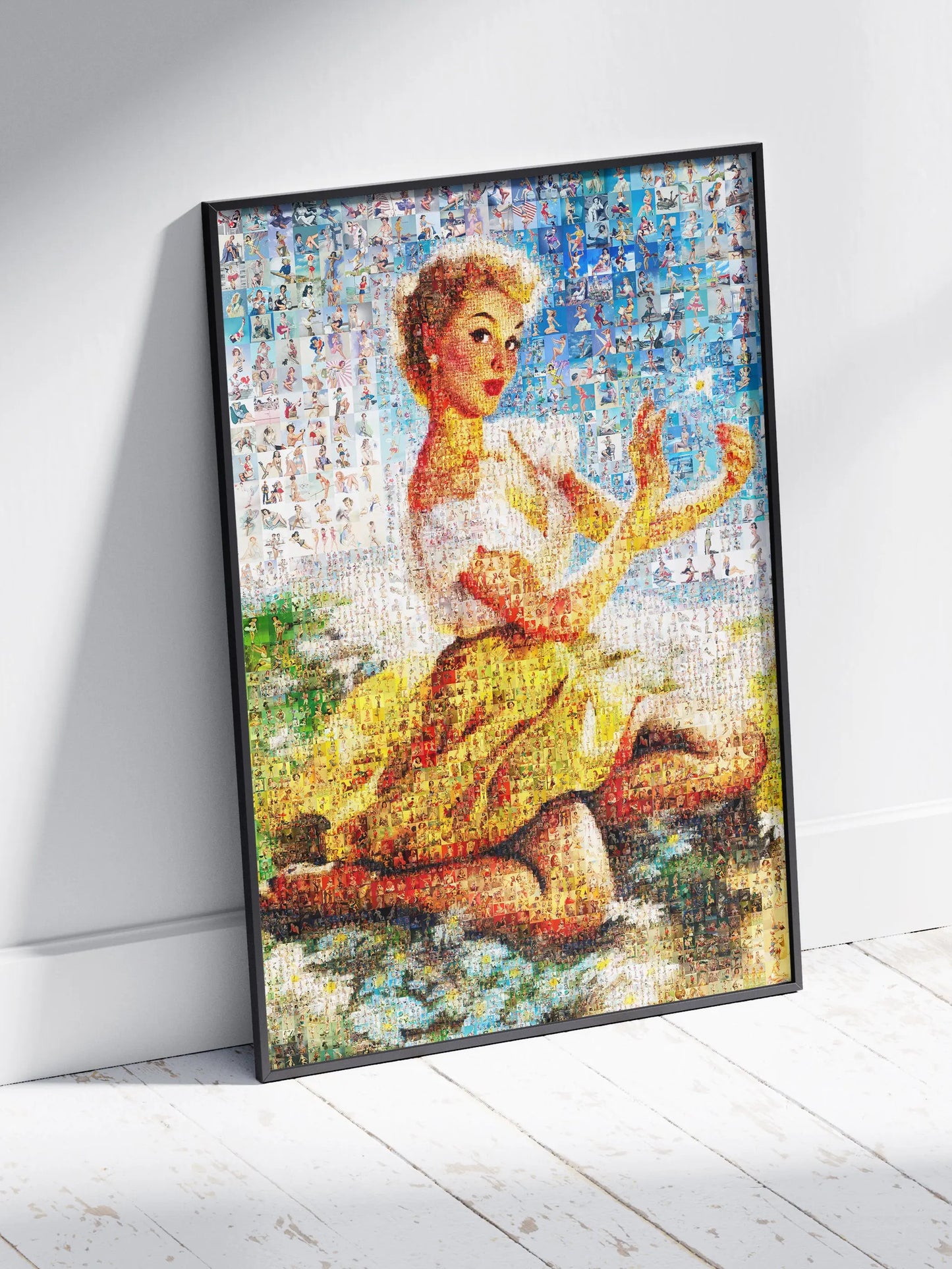 Summer Pin-Up Mosaic Poster – Vintage Sunshine Girl Wall Art AtelierMosaics
