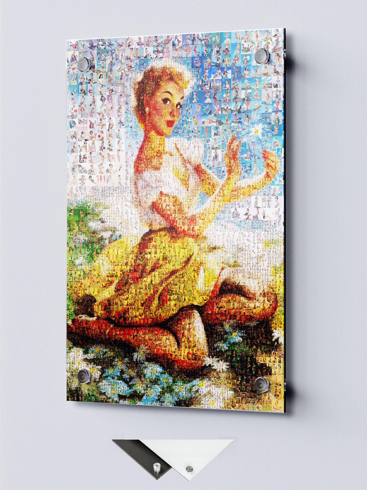 Summer Pin-Up Mosaic Poster – Vintage Sunshine Girl Wall Art
