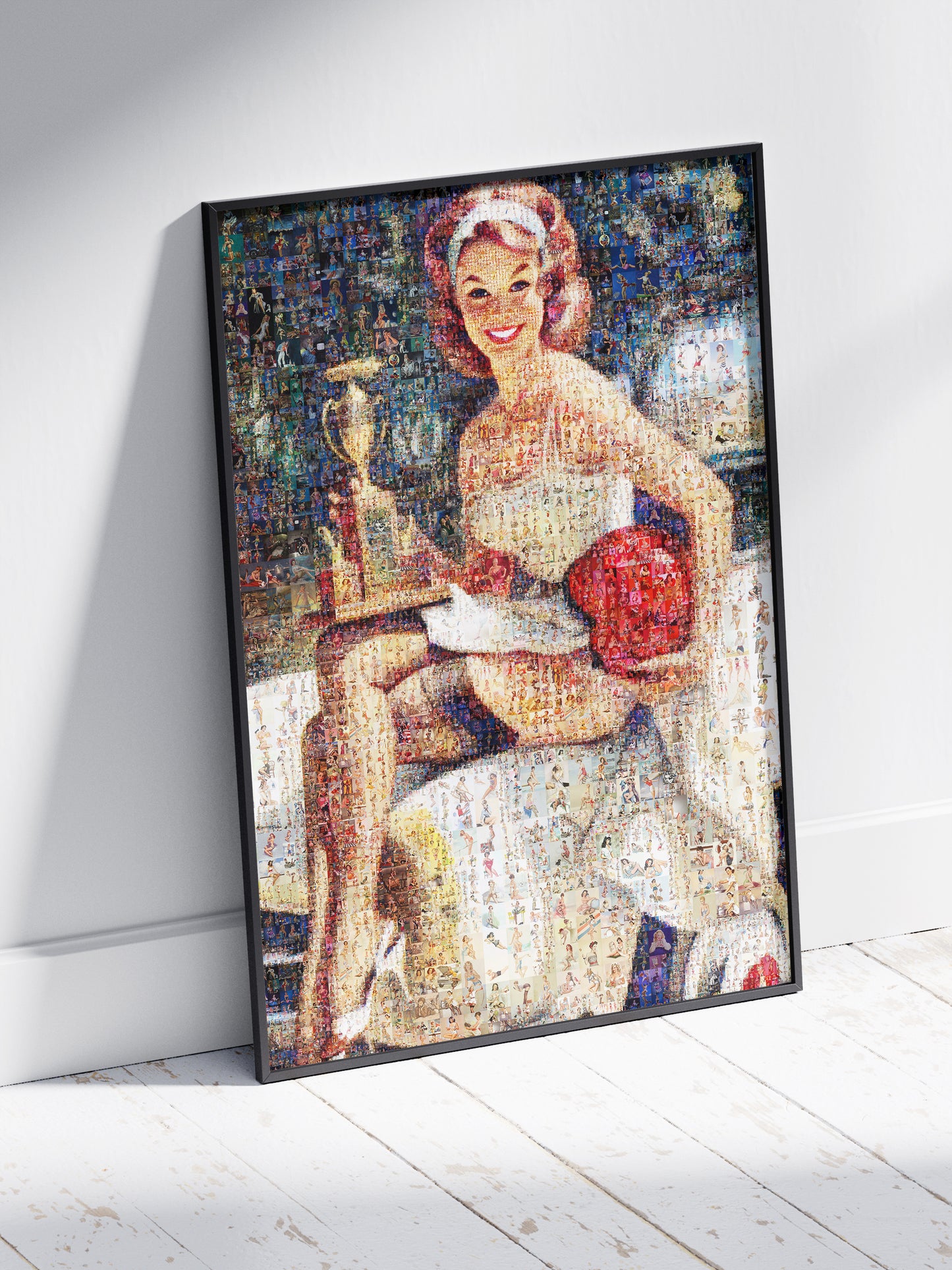 Pin-Up Trophy Girl Mosaic Poster – Vintage Racing Retro Wall Art