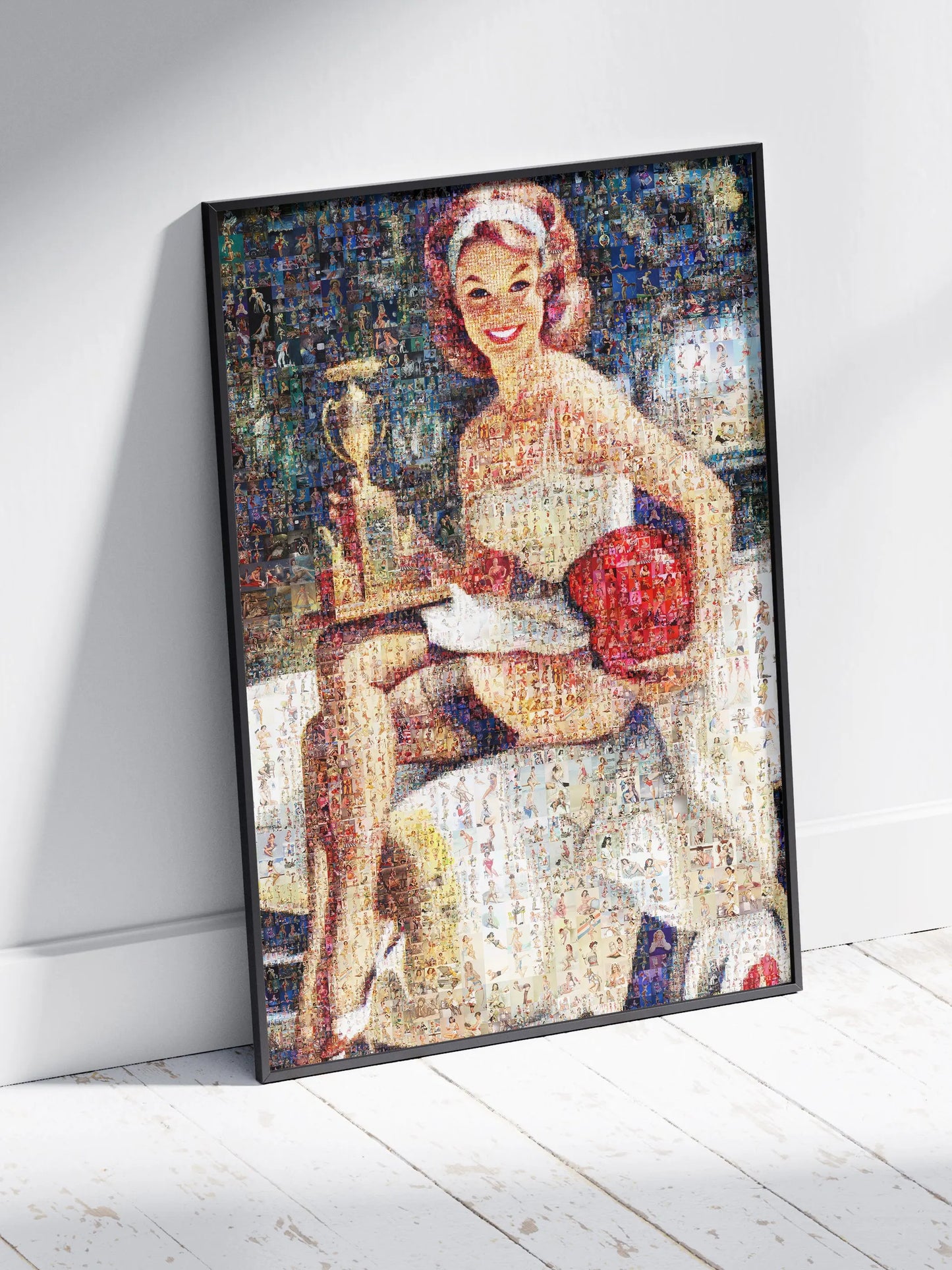 Pin-Up Trophy Girl Mosaic Poster – Vintage Racing Retro Wall Art AtelierMosaics