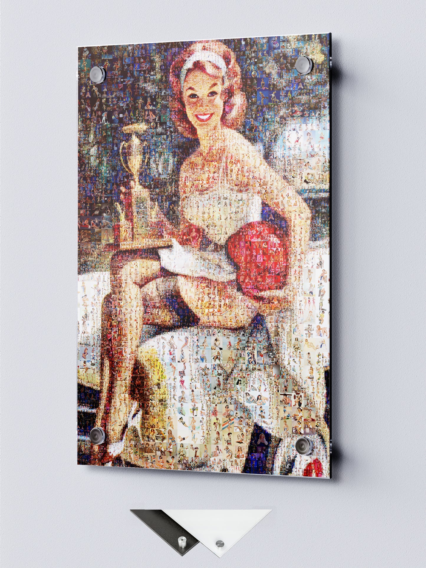 Pin-Up Trophy Girl Mosaic Poster – Vintage Racing Retro Wall Art