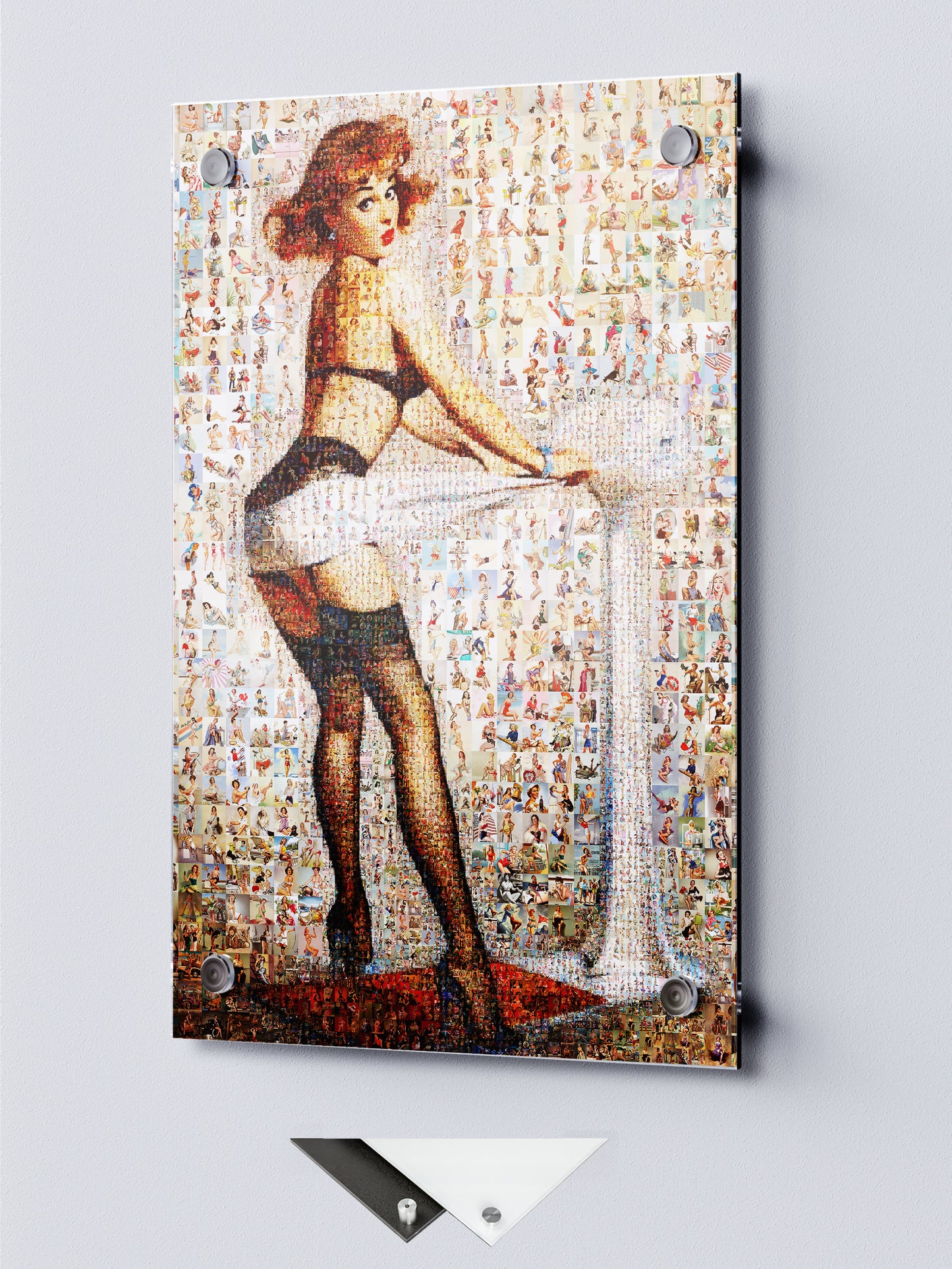 Pin-Up Girl at Table Mosaic Poster – Retro Vintage Wall Art
