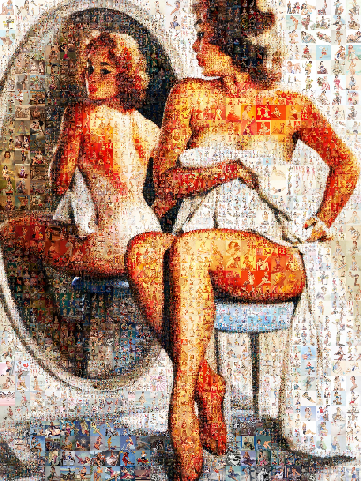 Pin-Up Girl Mirror Mosaic Poster – Vintage Bathroom Wall Art