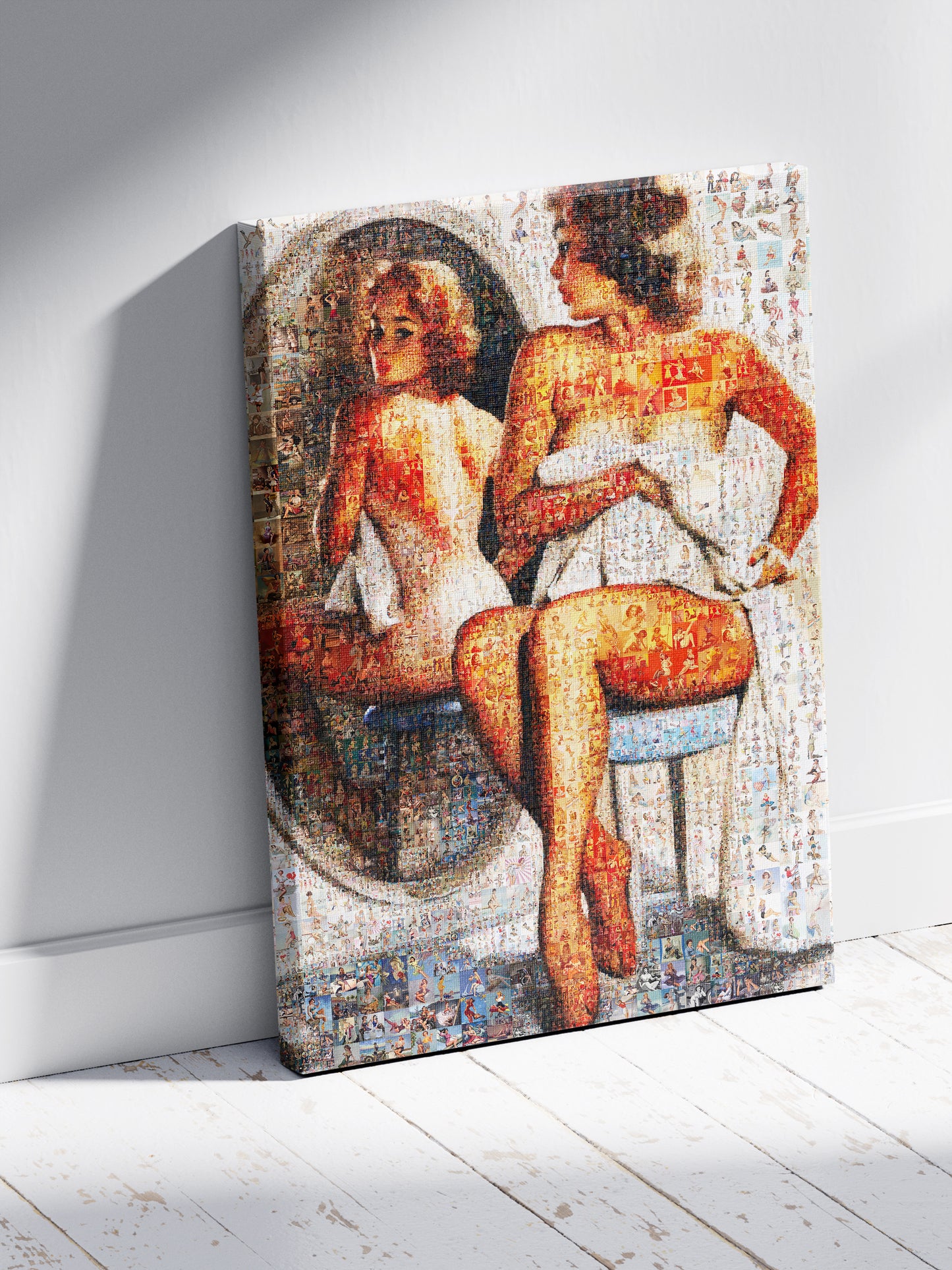 Pin-Up Girl Mirror Mosaic Poster – Vintage Bathroom Wall Art