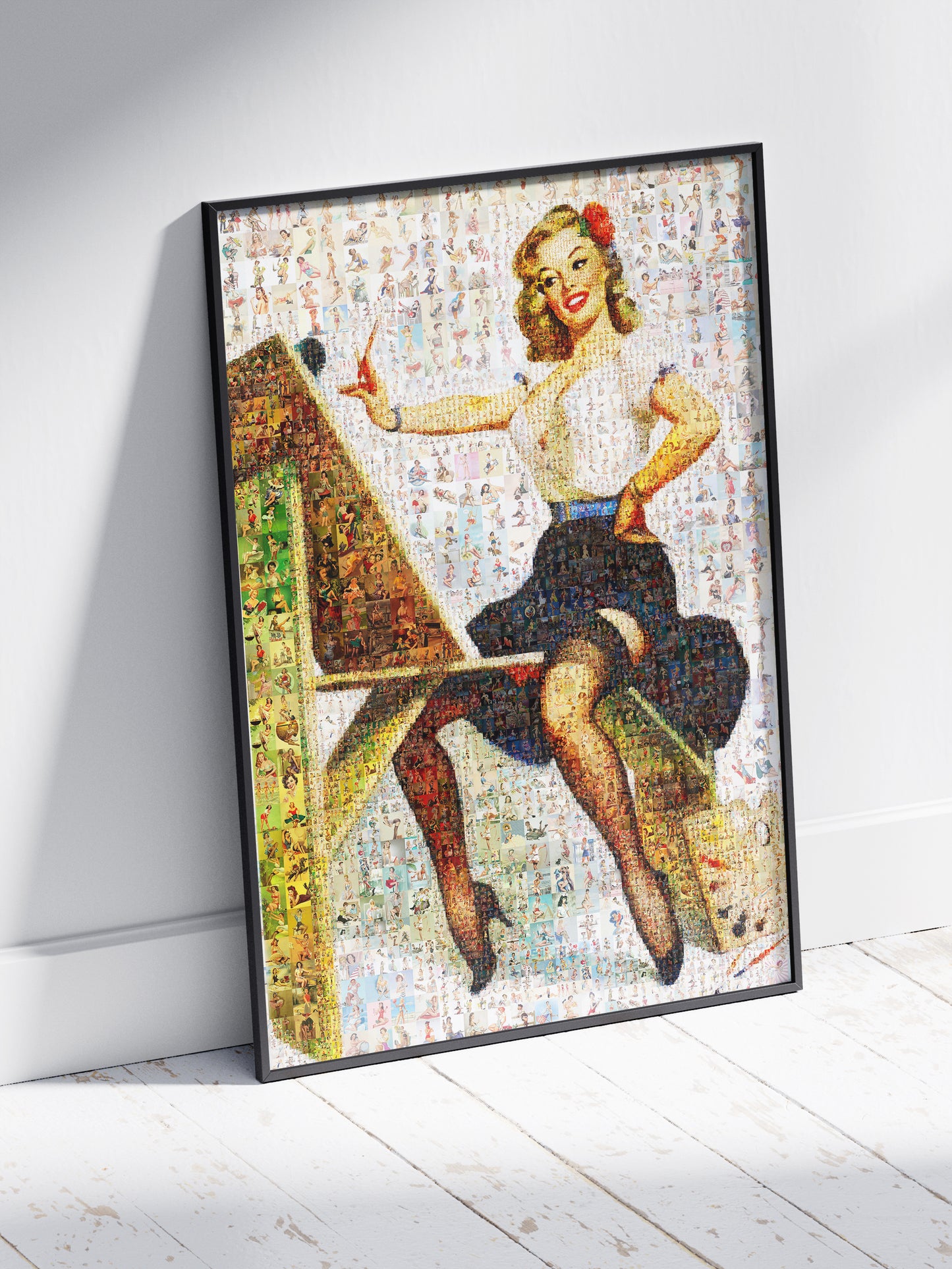 Pin-Up Artist Mosaic Poster – Retro Painter Girl Wall Art