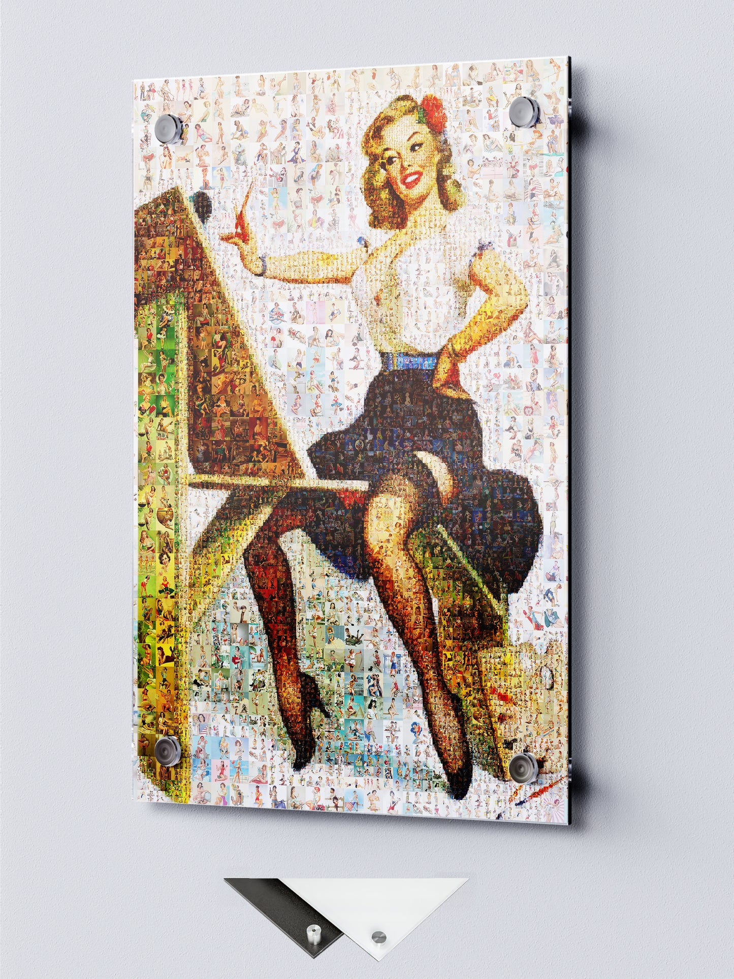 Pin-Up Artist Mosaic Poster – Retro Painter Girl Wall Art