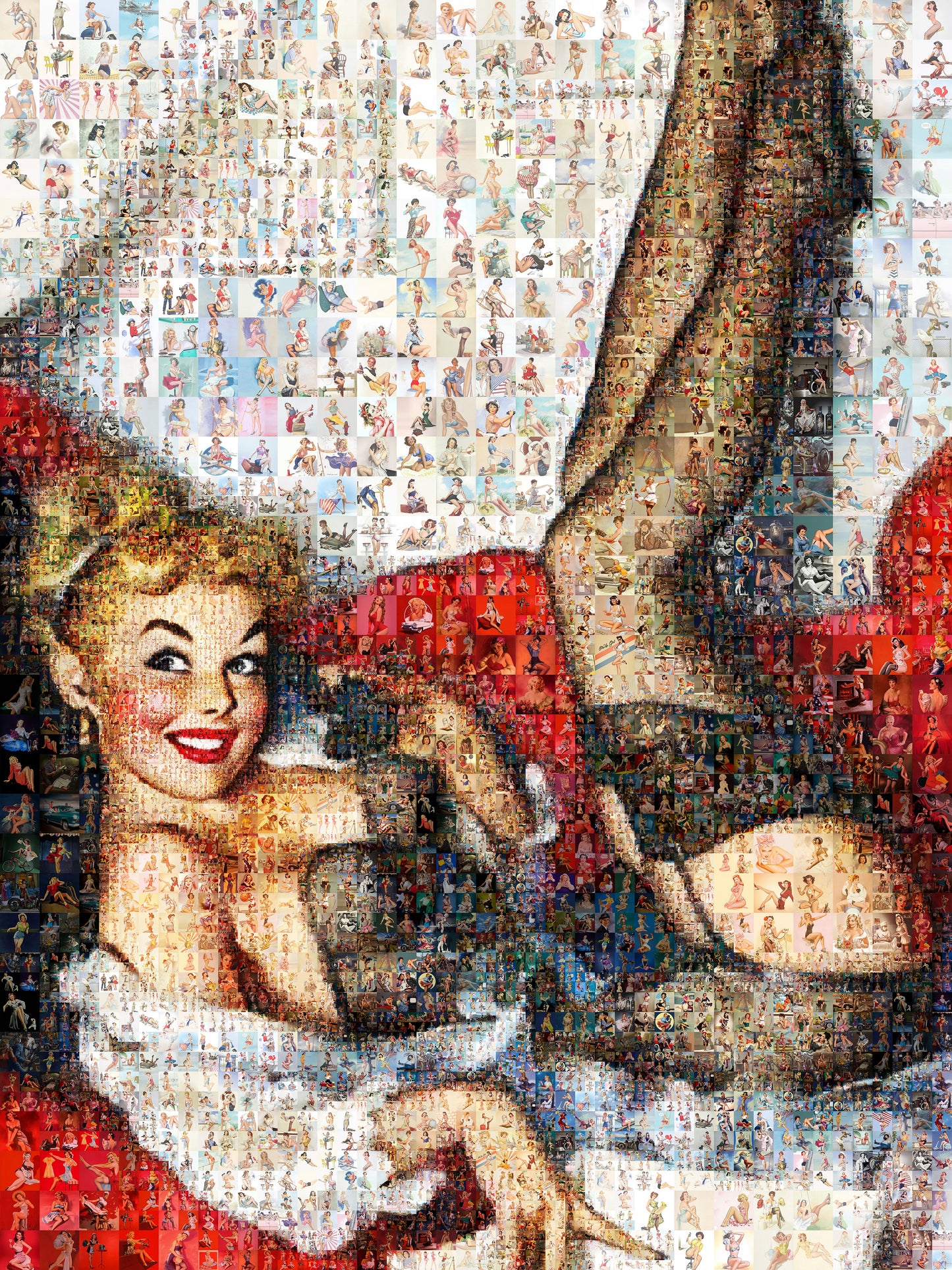 Pin-Up Glamour Mosaic Poster – Vintage Girl in Stockings Wall Art