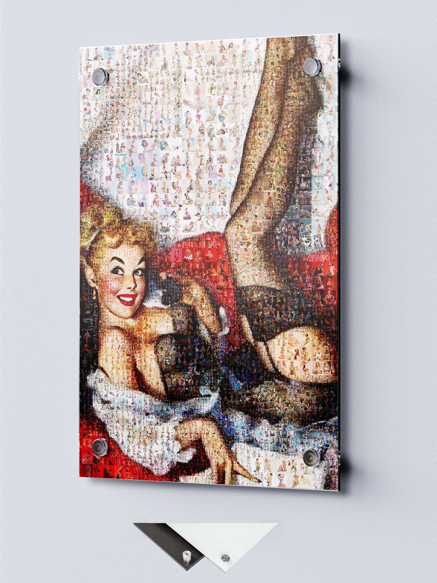 Pin-Up Glamour Mosaic Poster – Vintage Girl in Stockings Wall Art