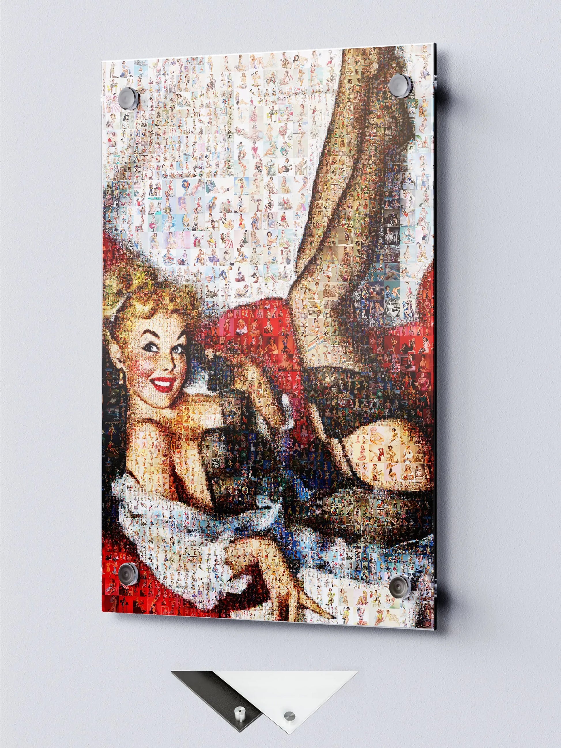 Pin-Up Glamour Mosaic Poster – Vintage Girl in Stockings Wall Art AtelierMosaics