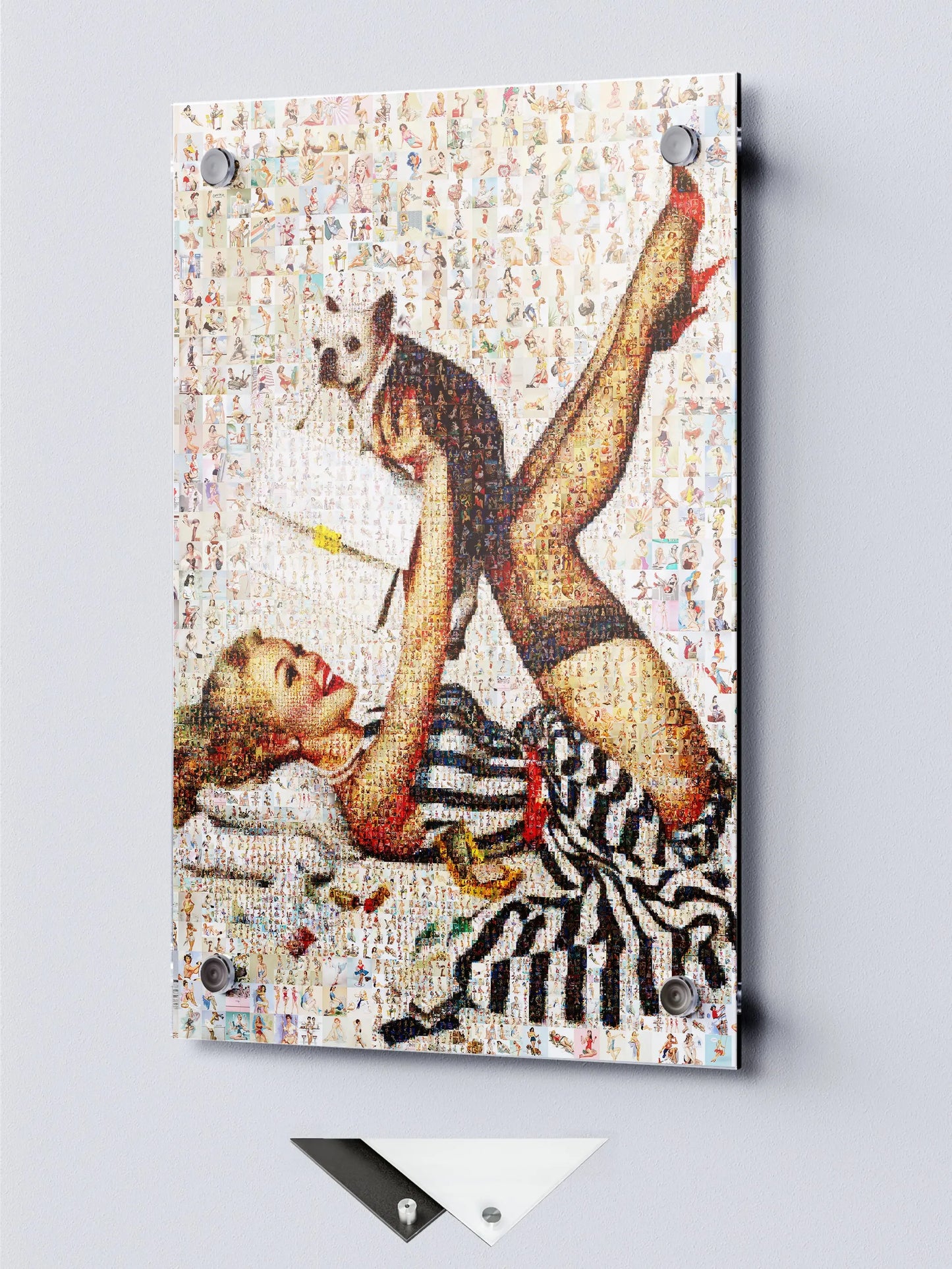 Playful Pin-Up Mosaic Poster – Retro Girl with Dog Wall Art AtelierMosaics