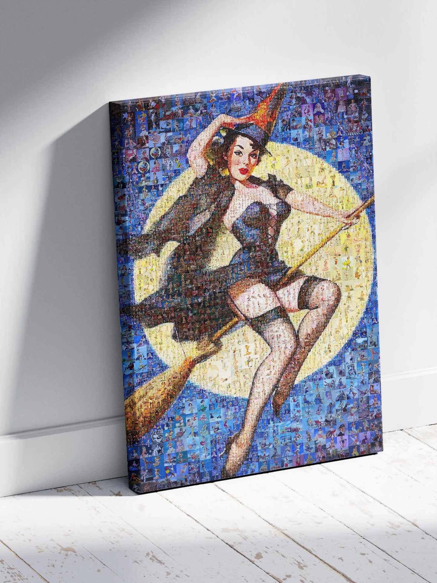 Halloween Pin-Up Witch Mosaic Poster – Retro Vintage Wall Art AtelierMosaics