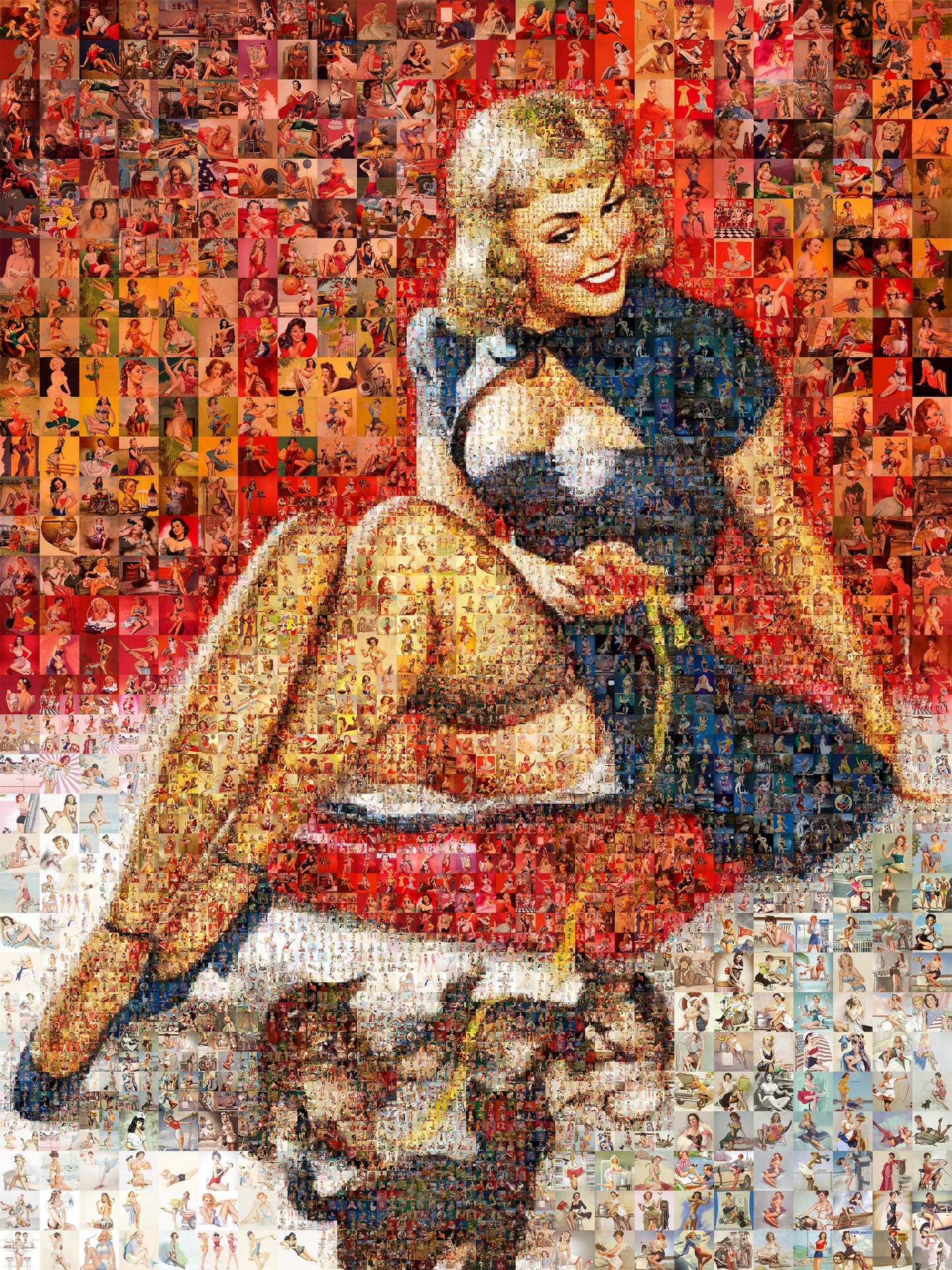 Retro Pin-Up Blonde Mosaic Poster – Vintage Glamour Wall Art