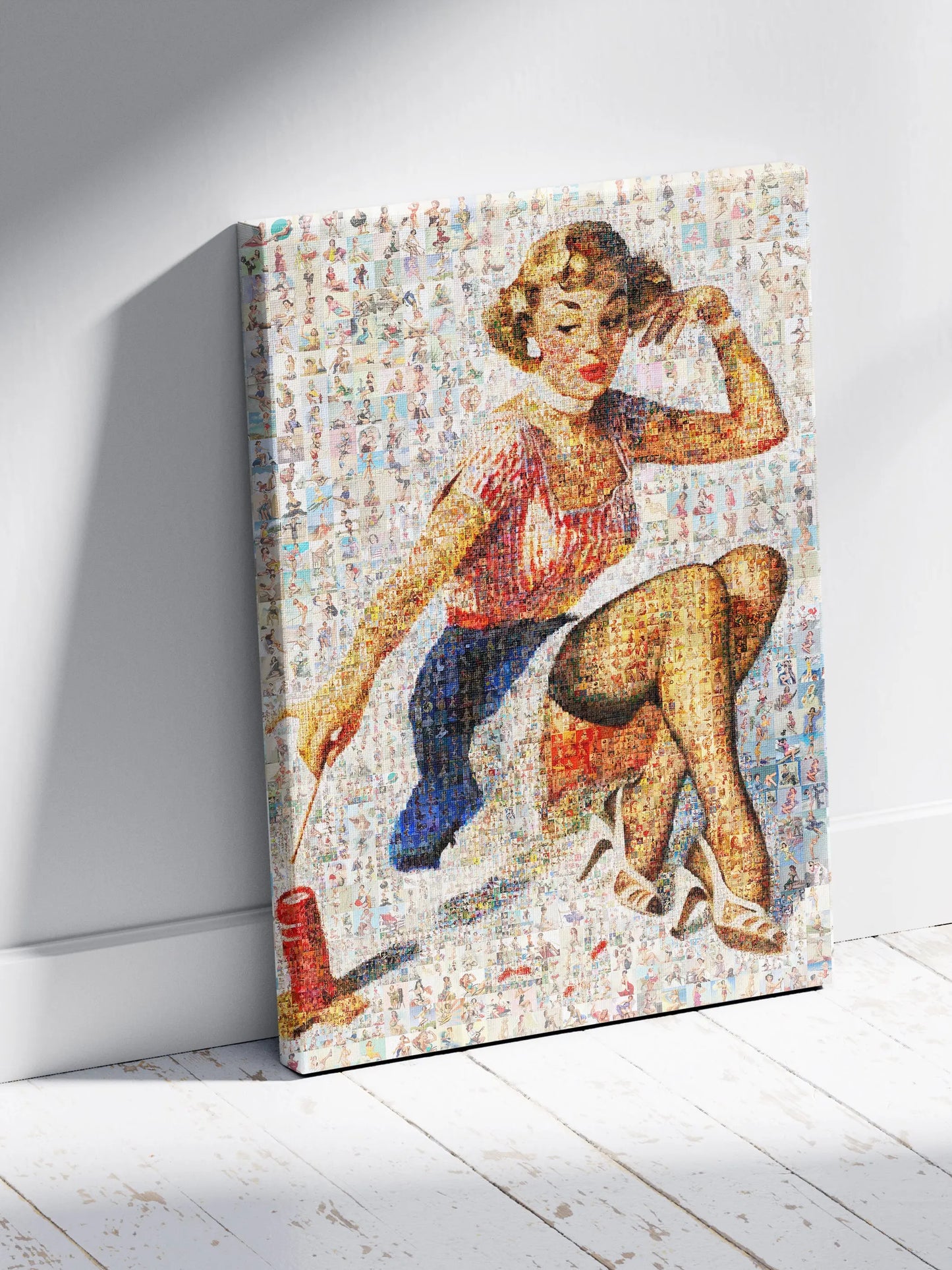 Vintage Pin-Up Mosaic Poster – Retro Sewing Lady Wall Art AtelierMosaics