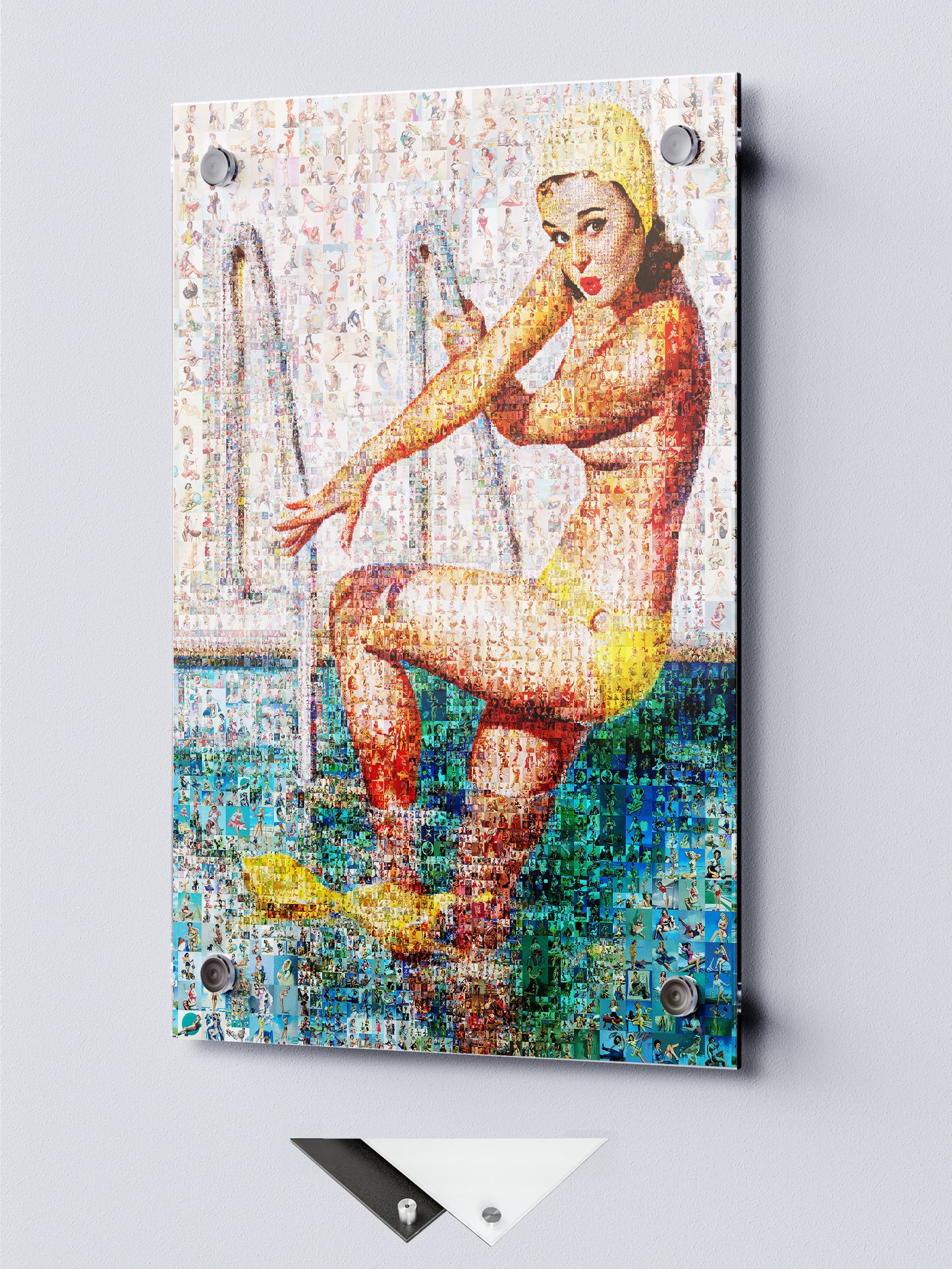 Stunning Retro Mosaic Artwork of a Swimmer – Perfect for Home Decor & Art Lovers