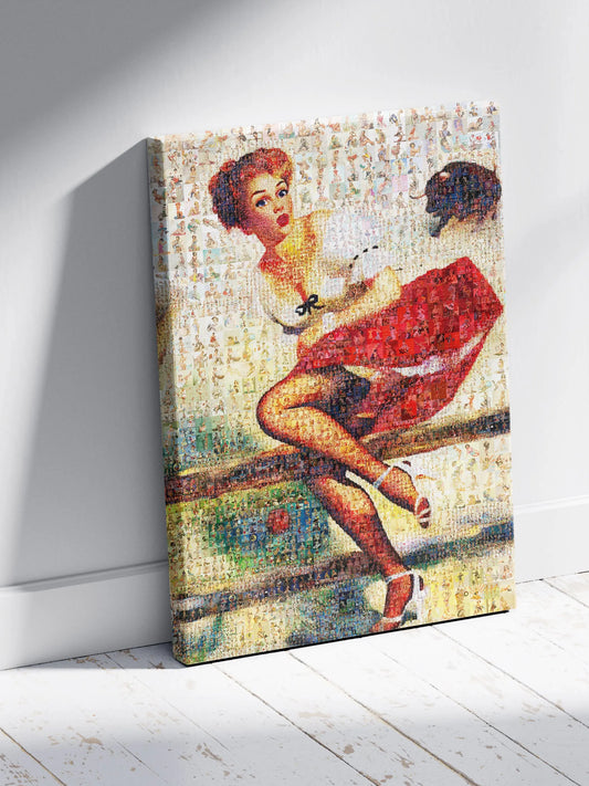 Vintage Glamour Mosaic Art - Retro Pin-Up Style Wall Decor for Home & Office AtelierMosaics