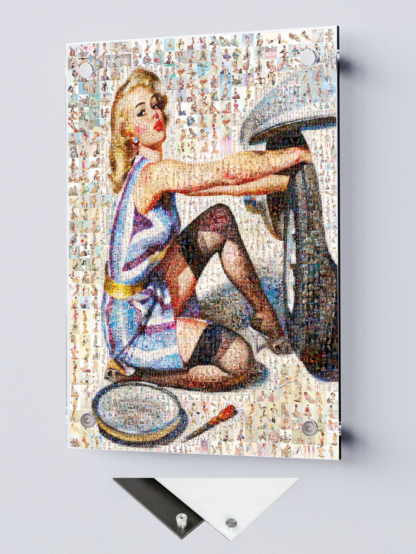 Vintage Pin-Up Mosaic Poster – Retro Wall Art Made from Hundreds of Classic Pin-Up Images, Unique Gift for Art Lovers