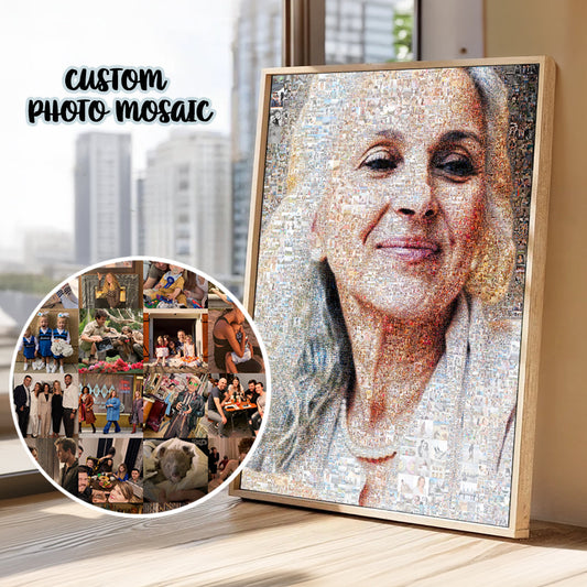 Personalized birthday photo mosaic assembled from family and celebration pictures