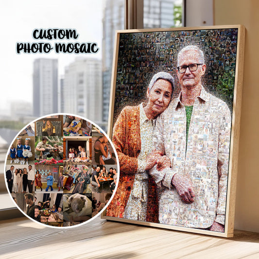 Personalized family photo mosaic gift for parents made from shared memories