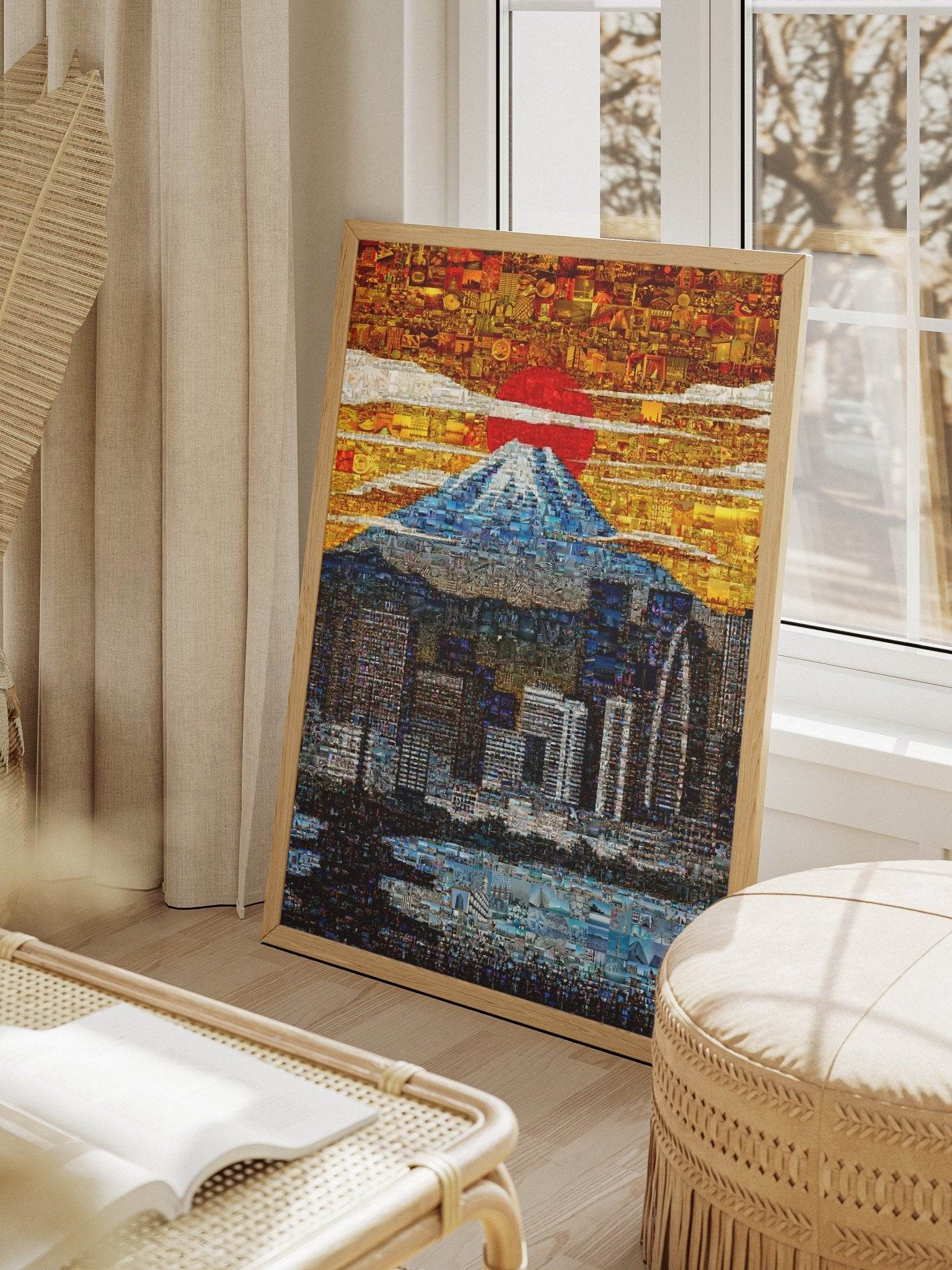 Tokyo Mosaic Art — Mount Fuji and City Skyline at Sunrise - AtelierMosaics