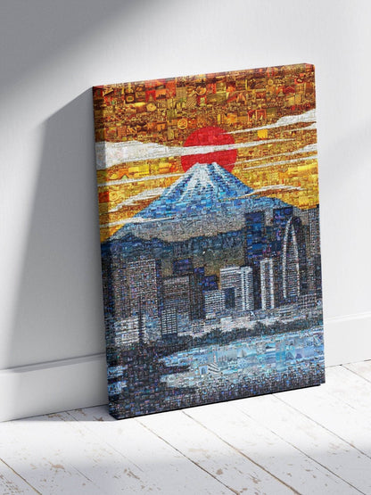 Tokyo Mosaic Art — Mount Fuji and City Skyline at Sunrise - AtelierMosaics