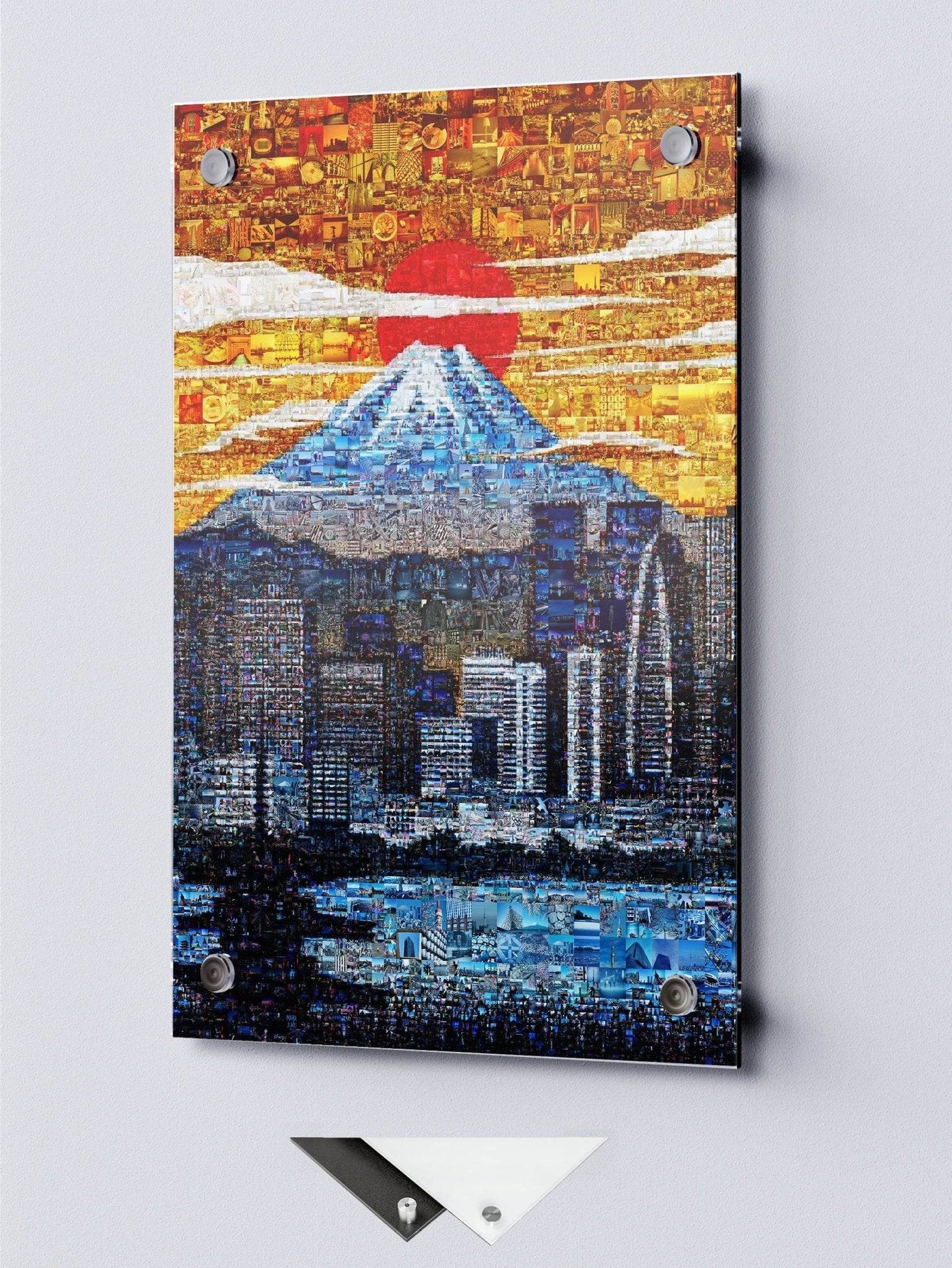 Tokyo Mosaic Art — Mount Fuji and City Skyline at Sunrise - AtelierMosaics