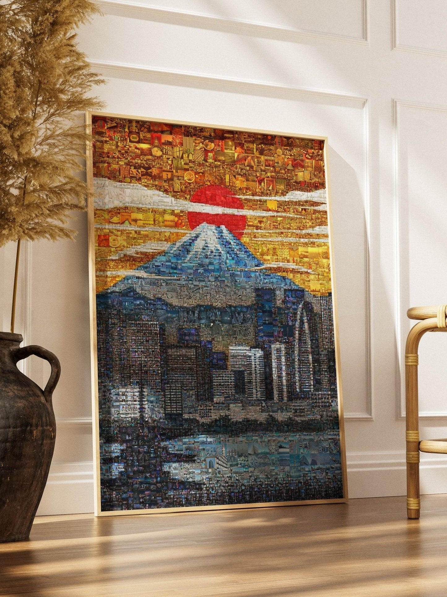 Tokyo Mosaic Art — Mount Fuji and City Skyline at Sunrise - AtelierMosaics